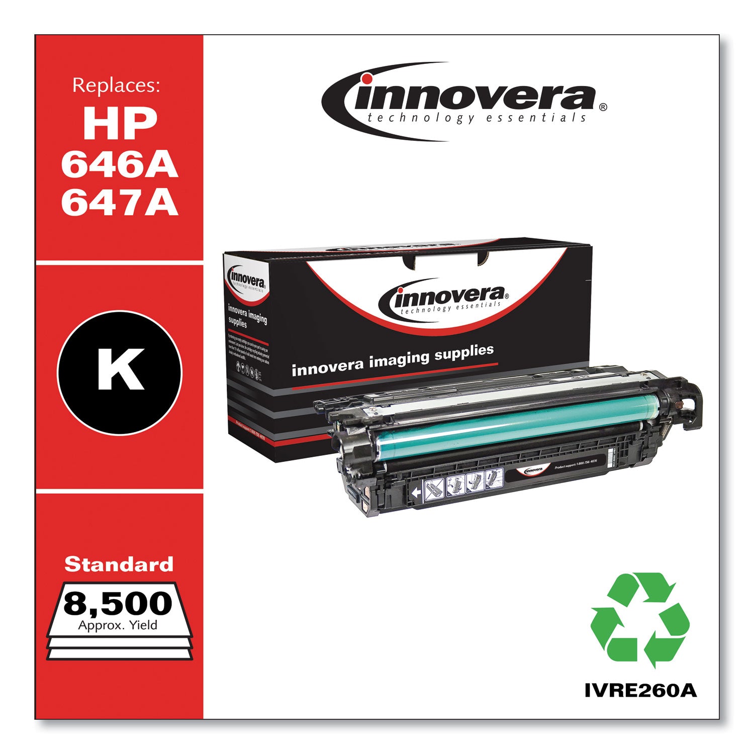 Remanufactured Black Toner, Replacement for 647A (CE260A), 8,500 Page-Yield -