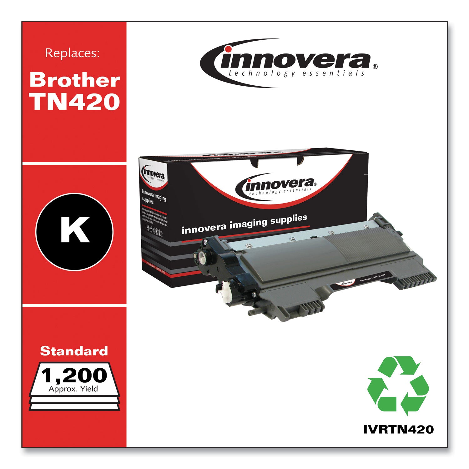 Remanufactured Black Toner, Replacement for TN420, 1,200 Page-Yield -