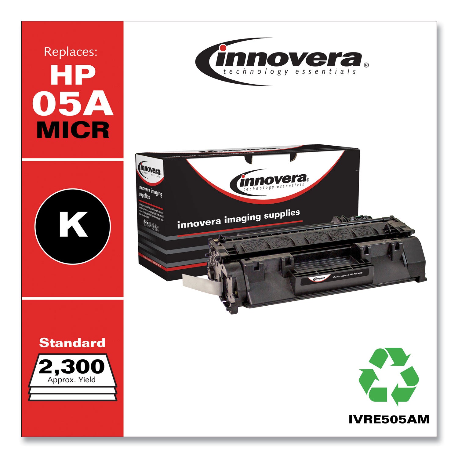 Remanufactured Black MICR Toner, Replacement for 05AM (CE505AM), 2,300 Page-Yield -