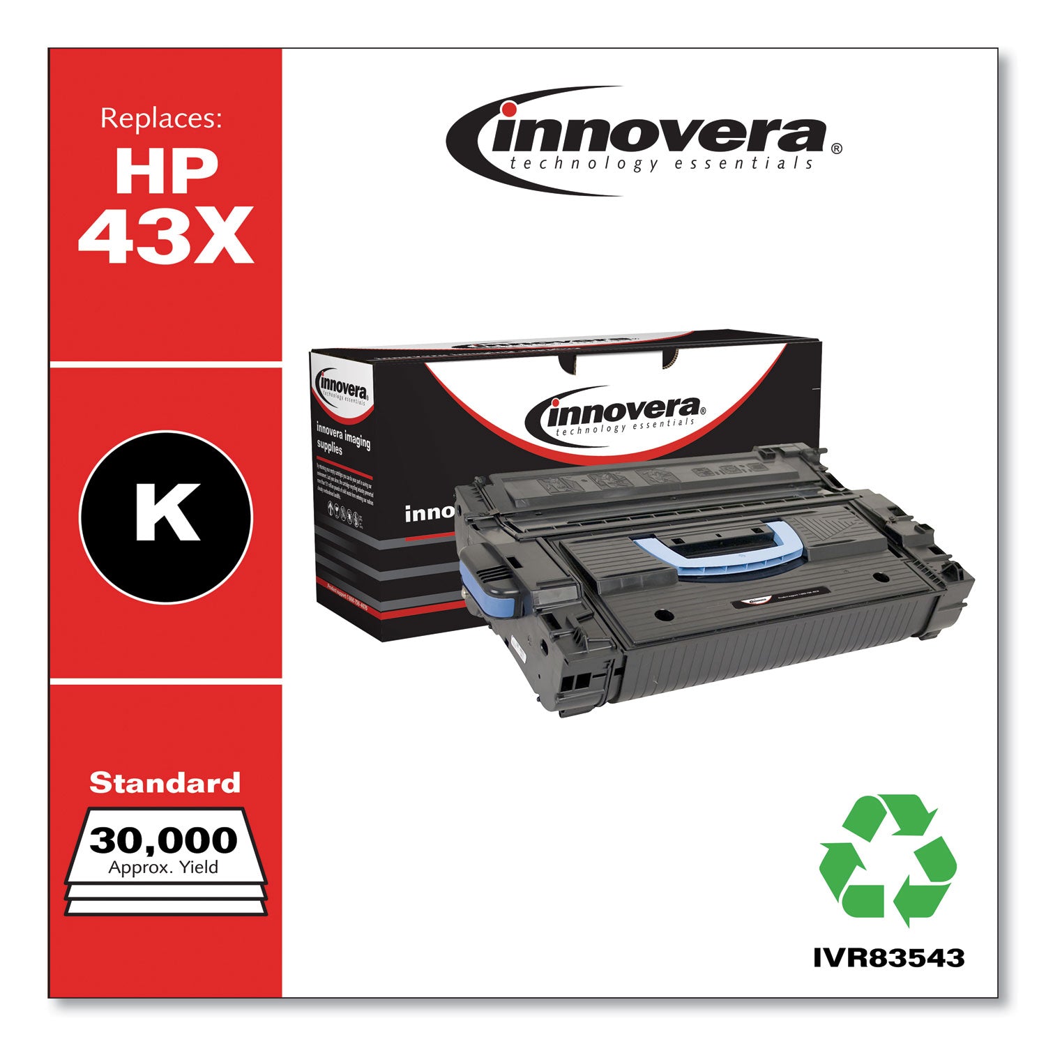 Remanufactured Black High-Yield Toner, Replacement for 43X (C8543X), 30,000 Page-Yield -