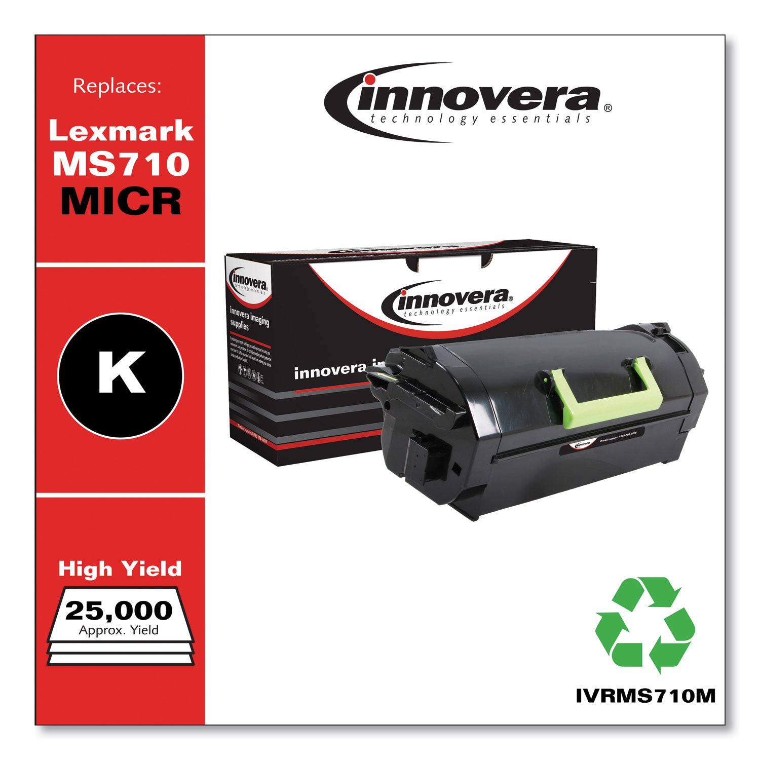 Remanufactured Black High-Yield MICR Toner, Replacement for MS710M (52D0HA0), 25,000 Page-Yield -