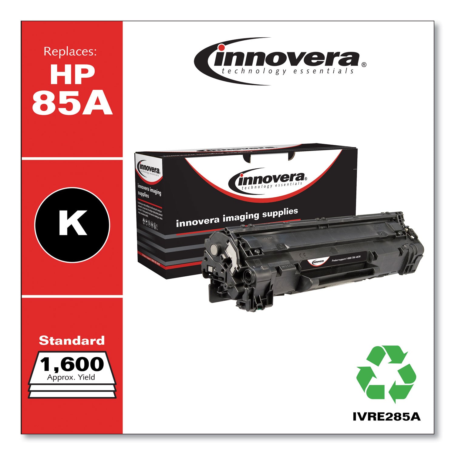 Remanufactured Black Toner, Replacement for 85A (CE285A), 1,600 Page-Yield -