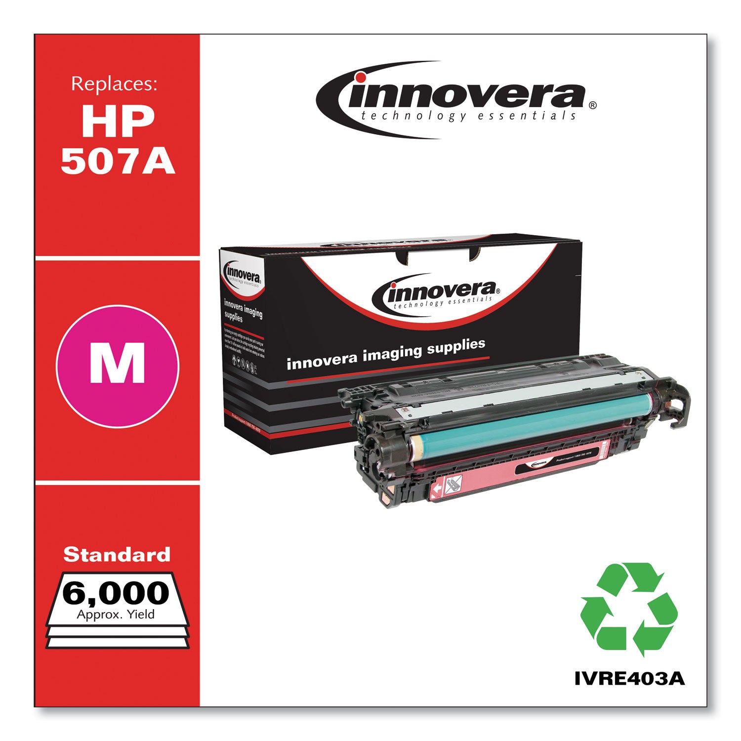 Remanufactured Magenta Toner, Replacement for 507A (CE403A), 6,000 Page-Yield -