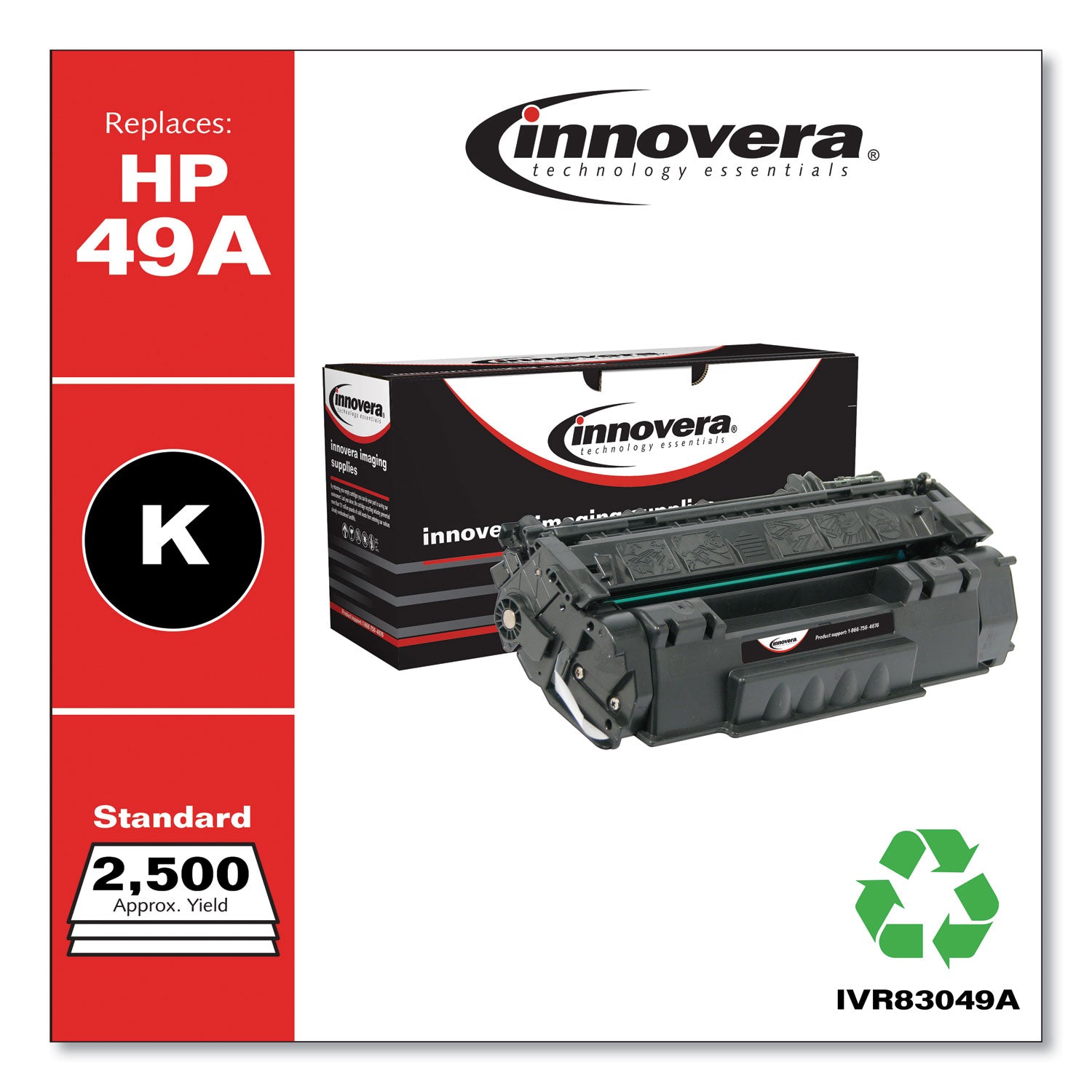 Remanufactured Black Toner, Replacement for 49A (Q5949A), 2,500 Page-Yield -