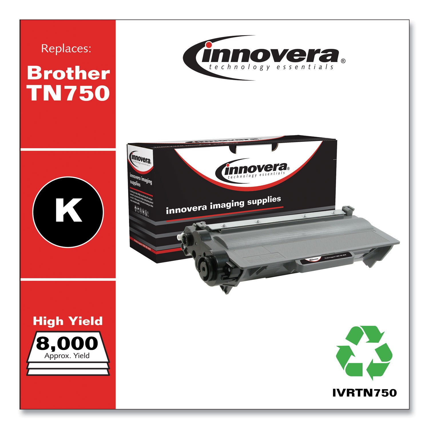 Remanufactured Black High-Yield Toner, Replacement for TN750, 8,000 Page-Yield, Ships in 1-3 Business Days -