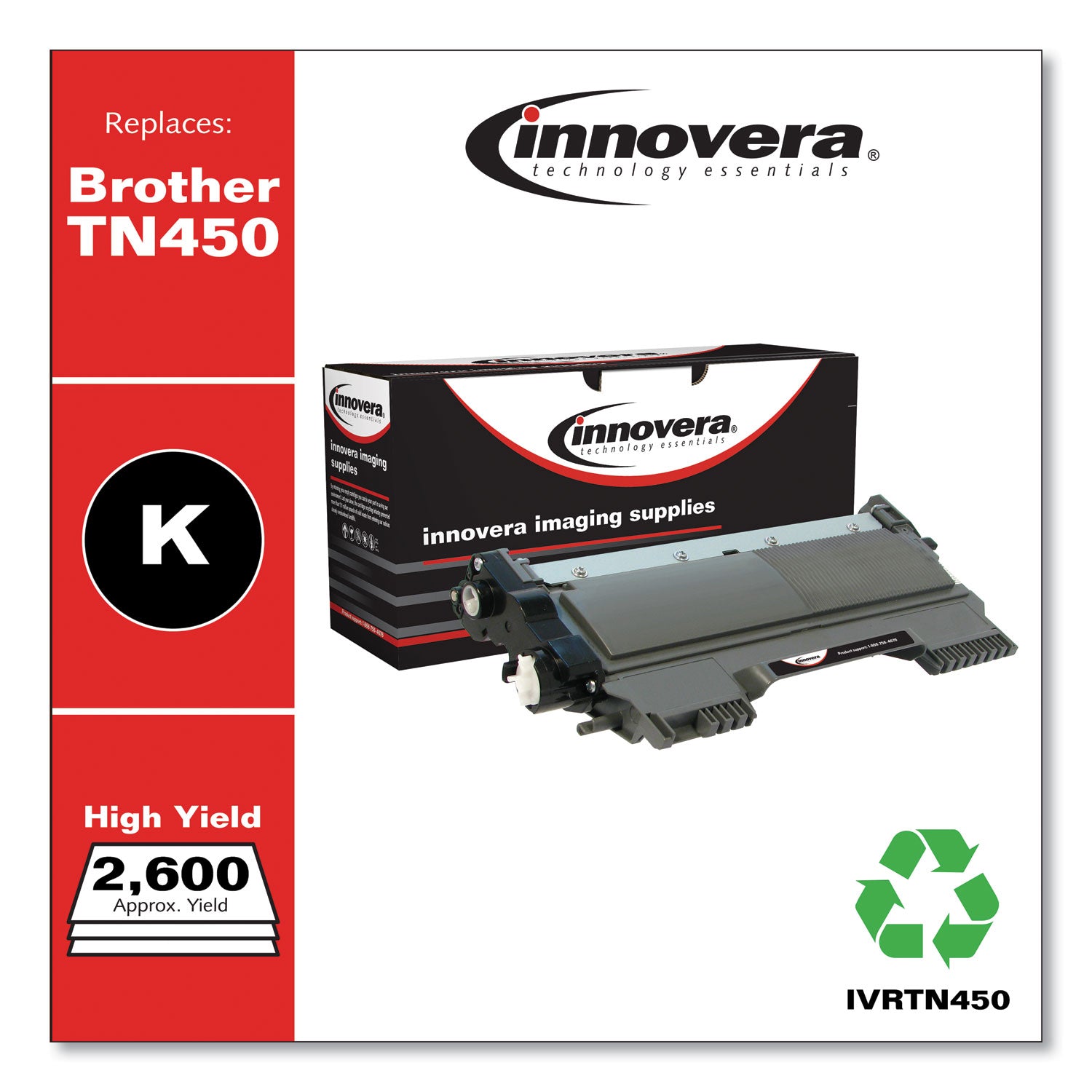 Remanufactured Black High-Yield Toner, Replacement for TN450, 2,600 Page-Yield -
