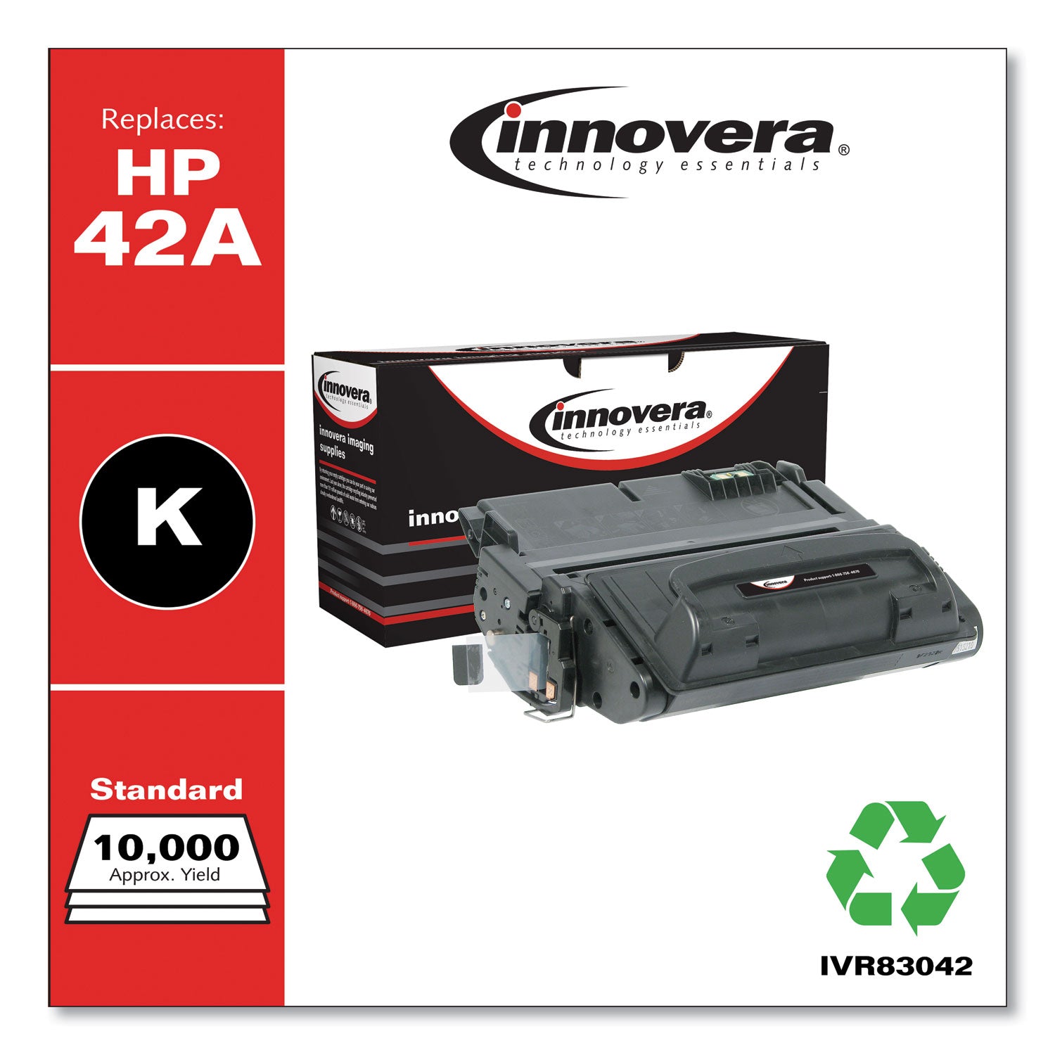 Remanufactured Black Toner, Replacement for 42A (Q5942A), 10,000 Page-Yield -
