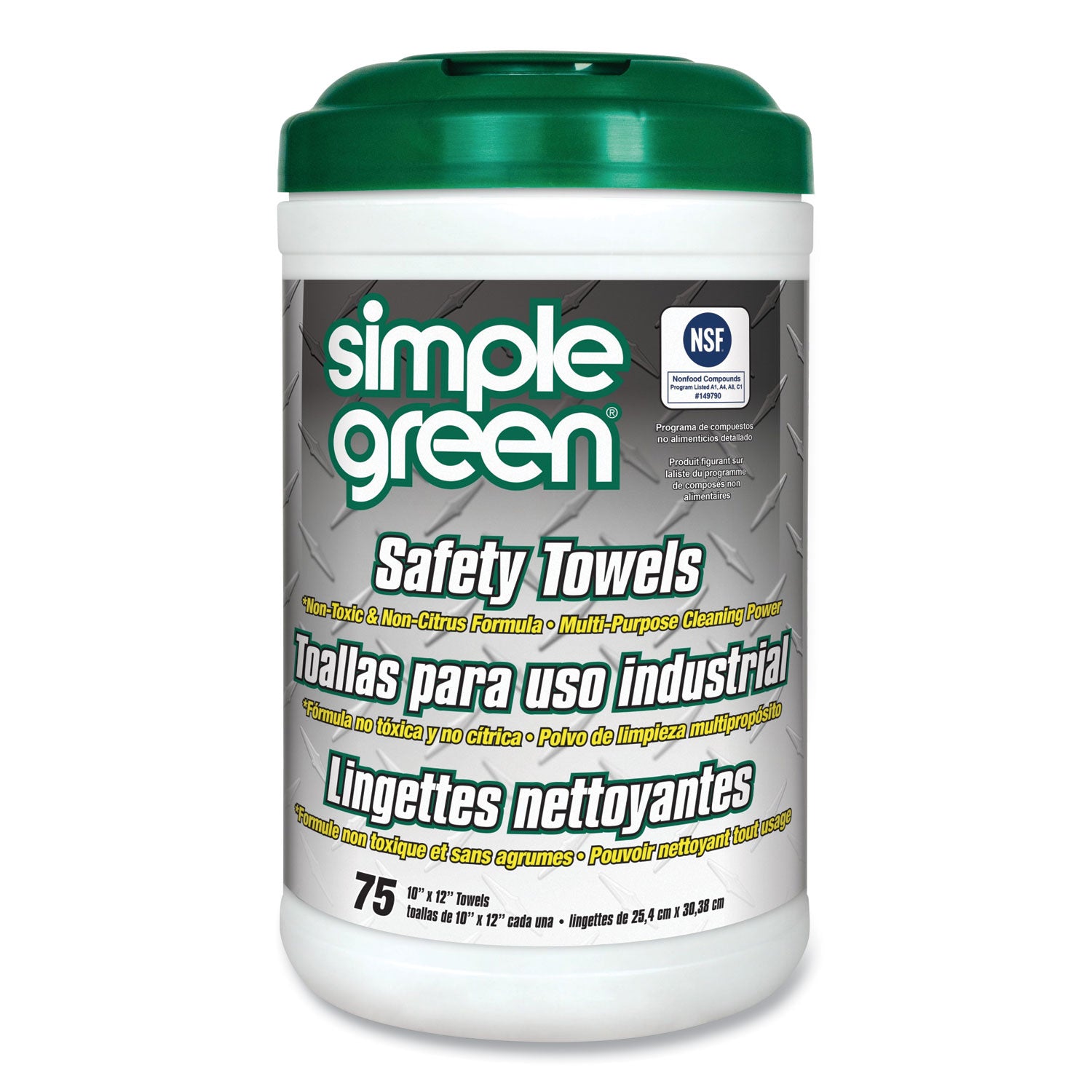 Safety Towels, 1-Ply, 10 x 11.75, White, Unscented, 75/Canister -