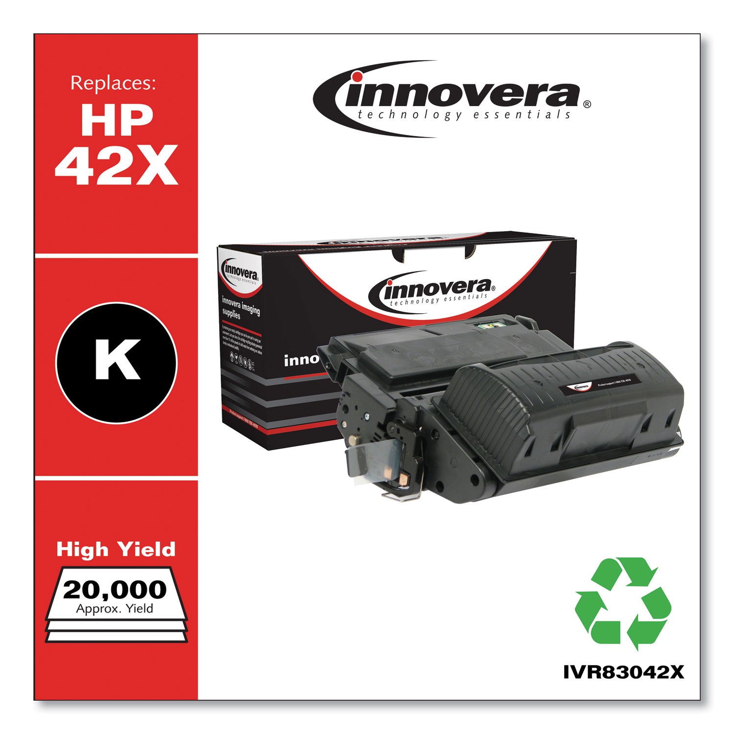 Remanufactured Black High-Yield Toner, Replacement for 42X (Q5942X), 20,000 Page-Yield -