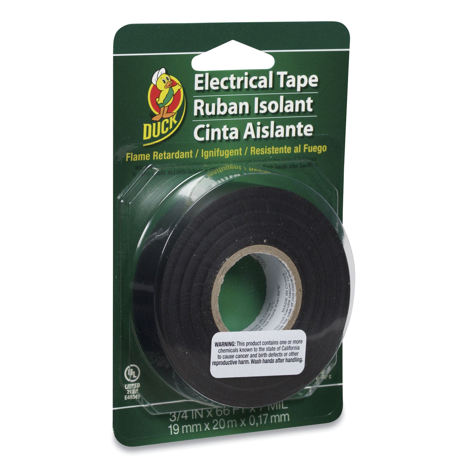 Pro Electrical Tape, 1" Core, 0.75" x 66 ft, Black -