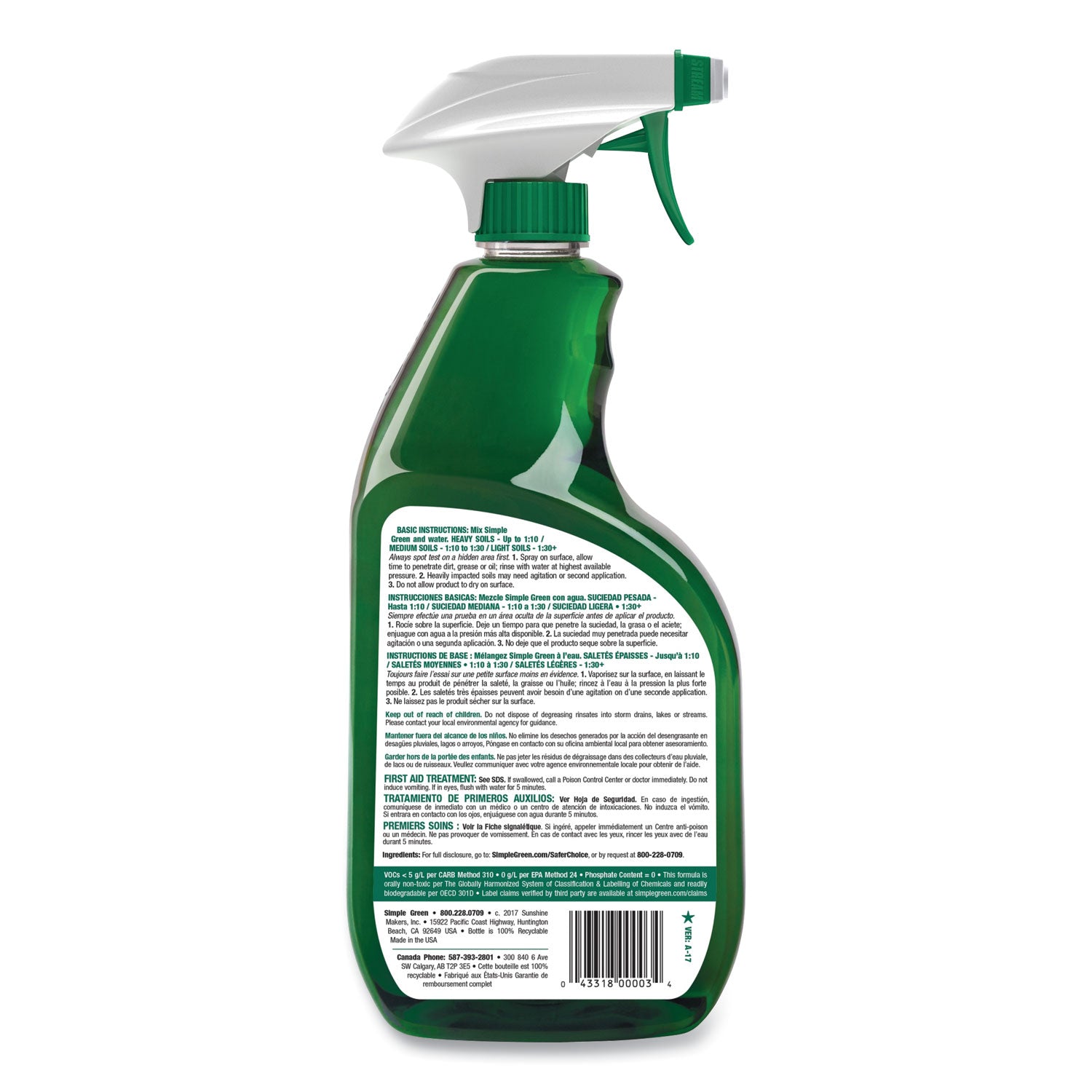 Industrial Cleaner and Degreaser, Concentrated, 24 oz Spray Bottle -
