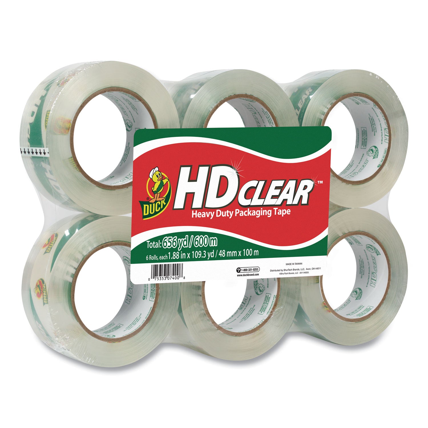 Heavy-Duty Carton Packaging Tape, 3" Core, 1.88" x 109.3 yds, Clear, 6/Pack -