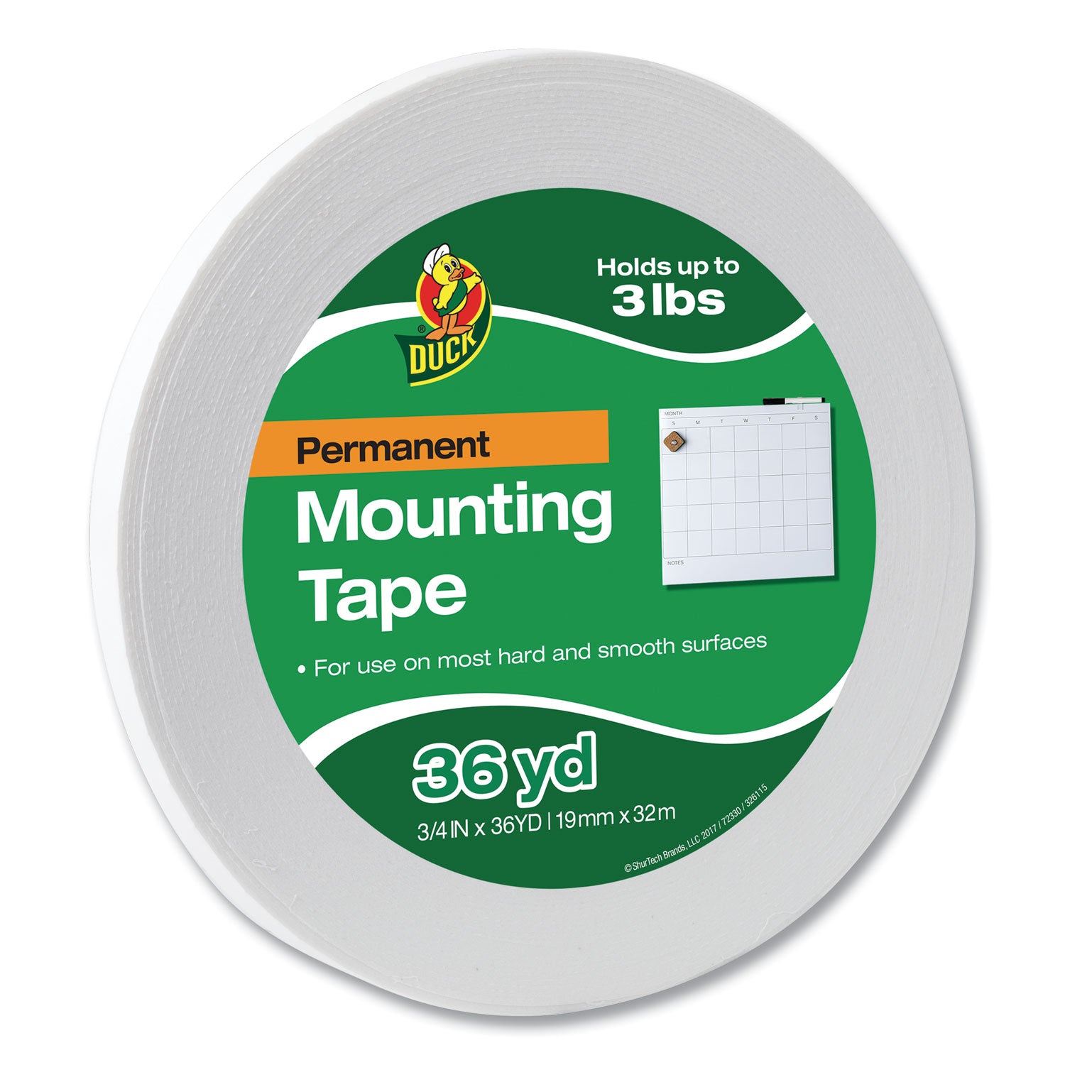 Double-Stick Foam Mounting Tape, Permanent, Holds Up to 2 lbs, 0.75" x 36 yds -
