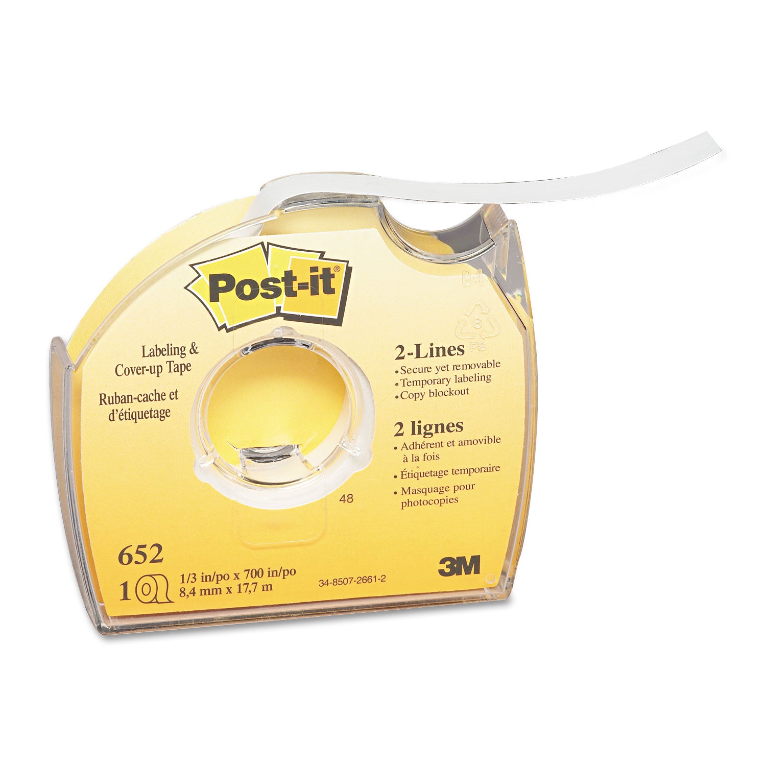Labeling and Cover-Up Tape, Non-Refillable, Clear Applicator, 0.33" x 700 -