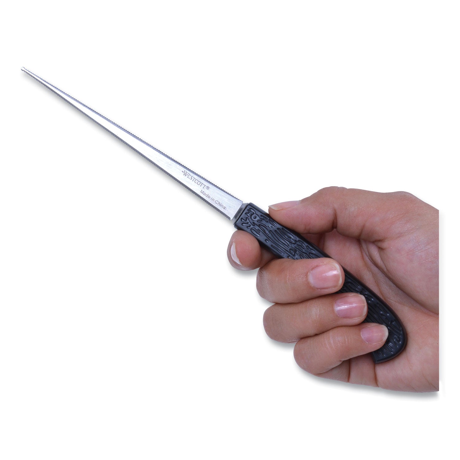 Serrated Blade Hand Letter Opener, 8", Black -