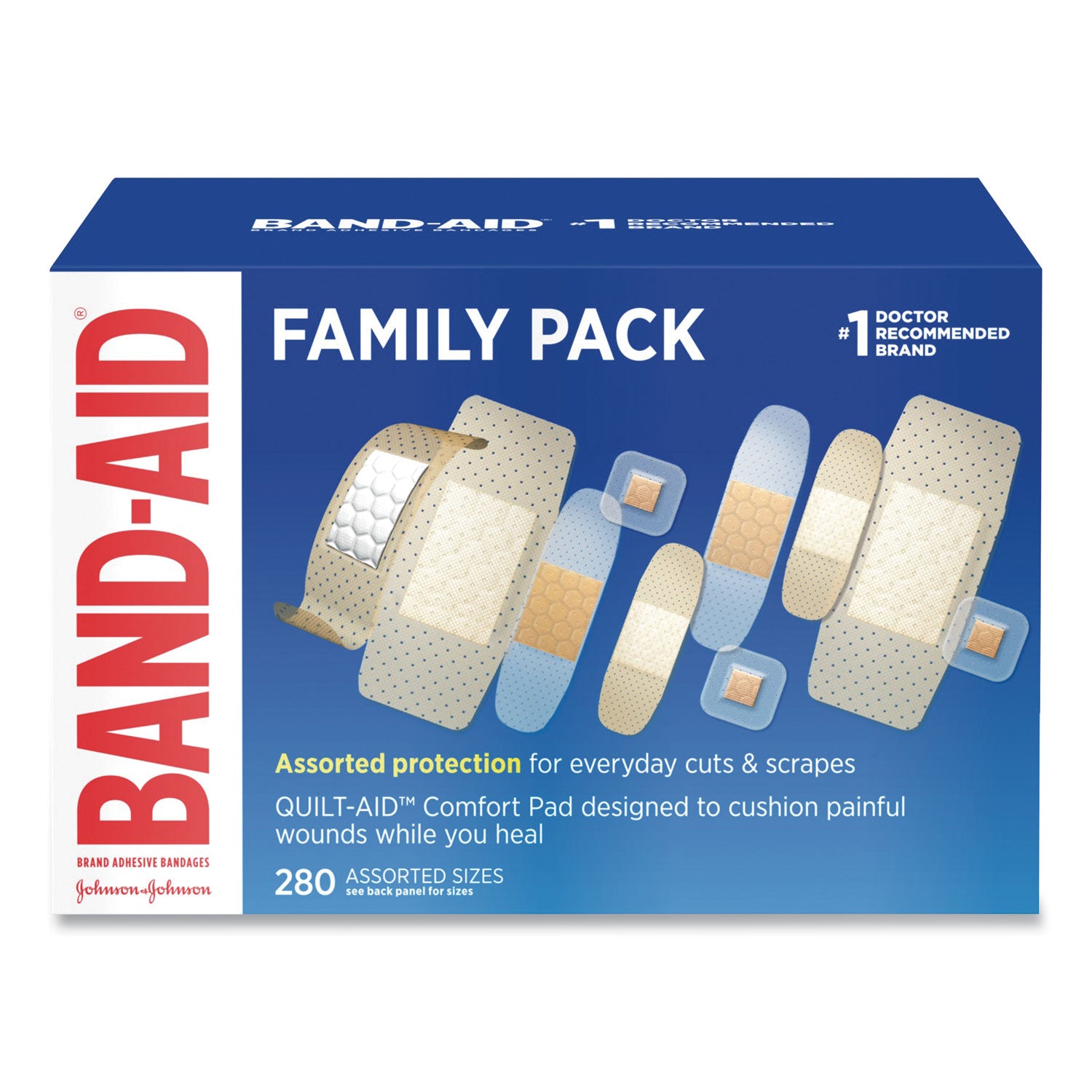 Sheer/Wet Adhesive Bandages, Assorted Sizes, 280/Box -
