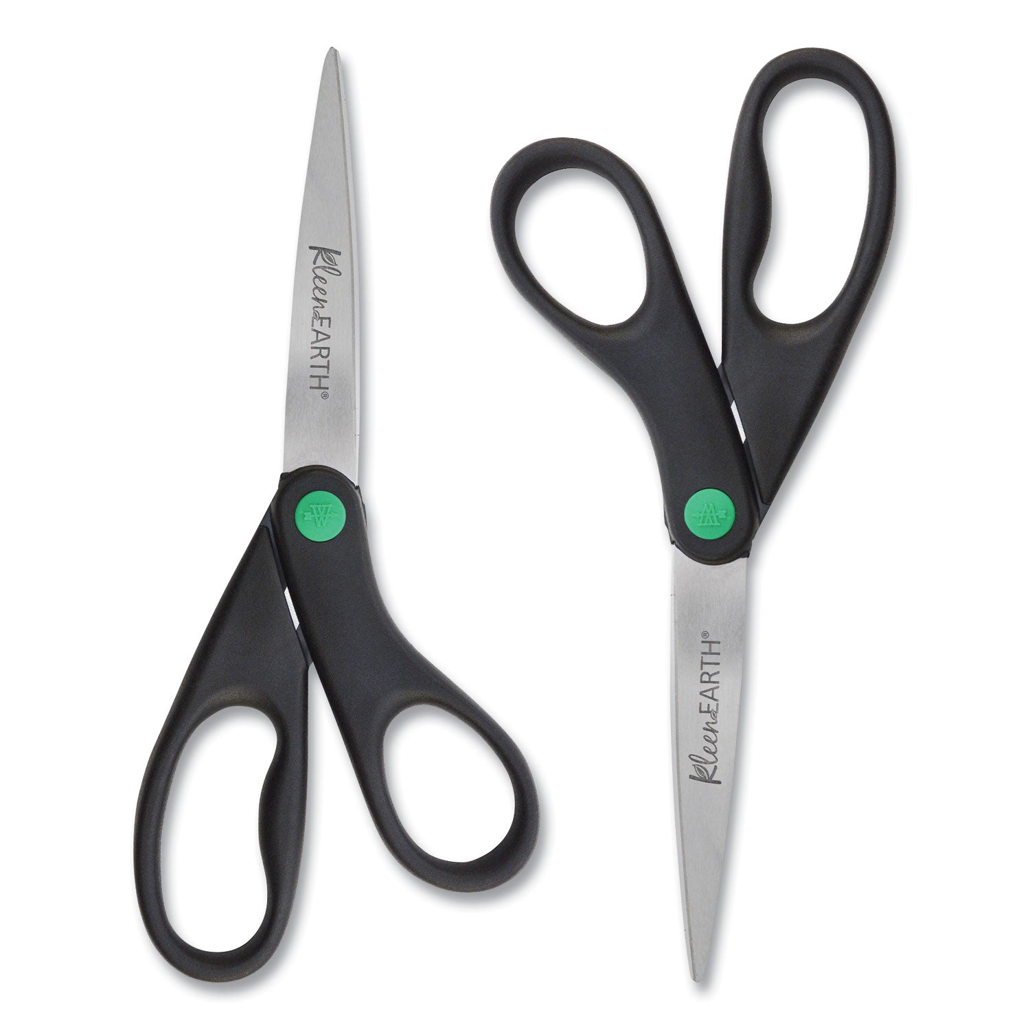 KleenEarth Scissors, 8" Long, 3.25" Cut Length, Black Straight Handles, 2/Pack -