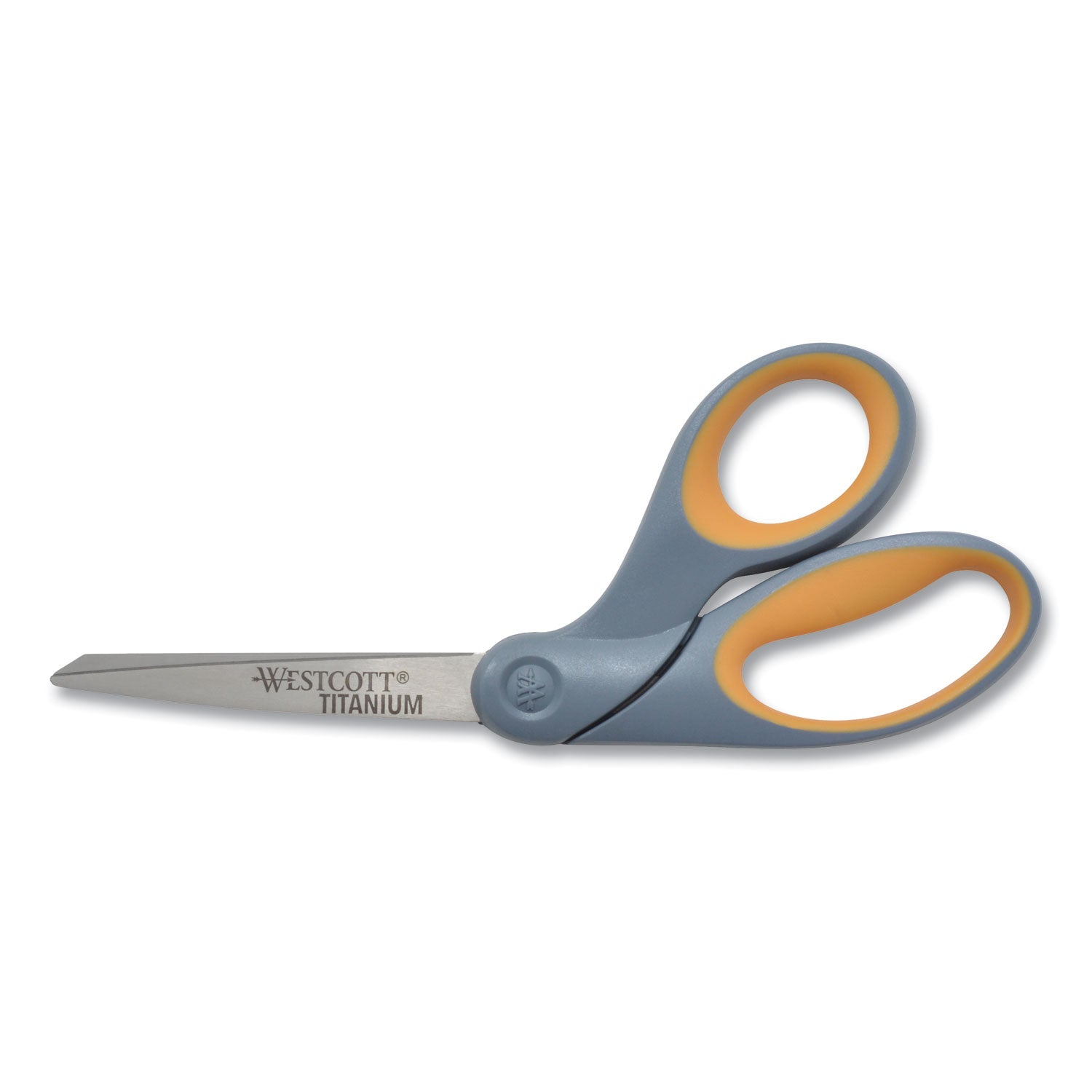 Titanium Bonded Scissors, 8" Long, 3.5" Cut Length, Gray/Yellow Offset Handle -