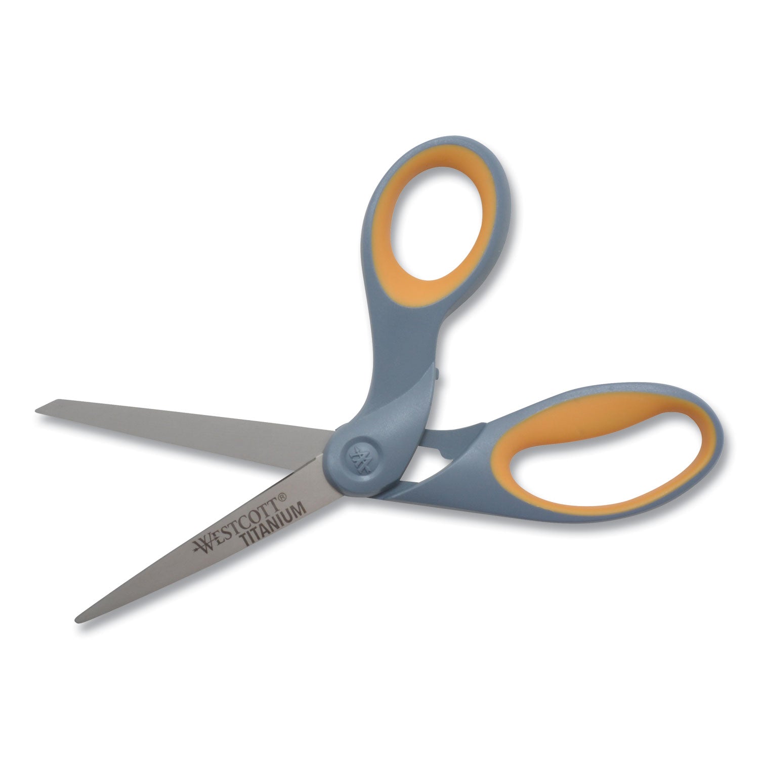 Titanium Bonded Scissors, 8" Long, 3.5" Cut Length, Gray/Yellow Offset Handle -