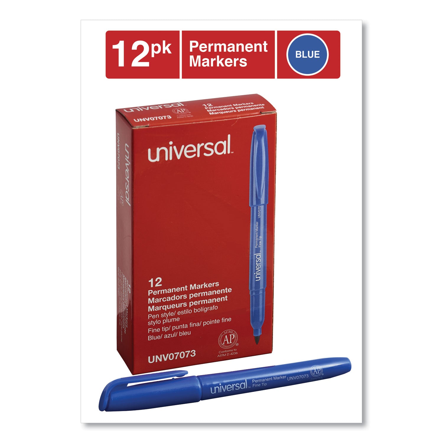 pen-style-permanent-marker-fine-bullet-tip-blue-dozen_unv07073 - 2