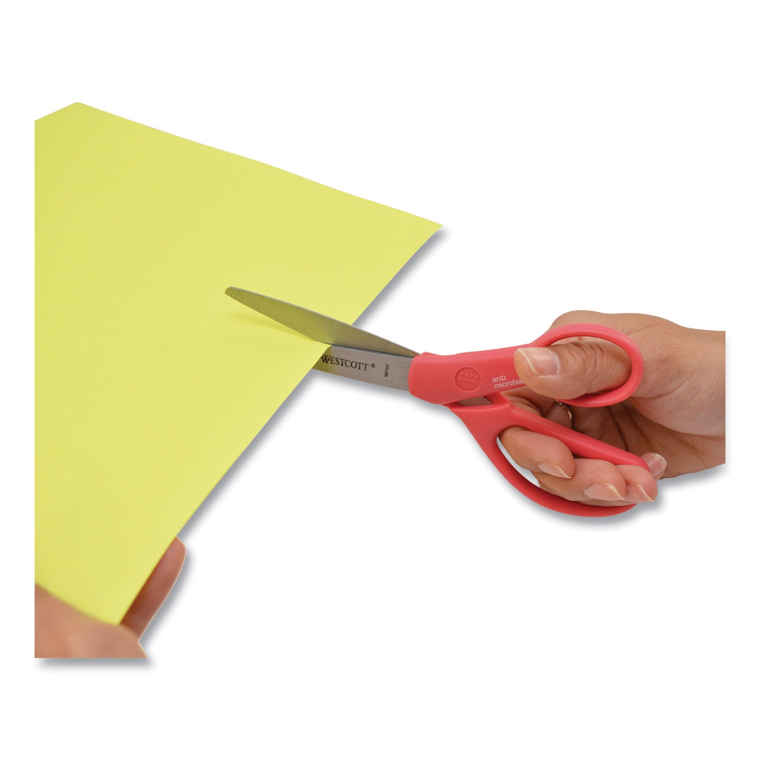 Student Scissors with Antimicrobial Protection, Pointed Tip, 7" Long, 3" Cut Length, Randomly Assorted Straight Handles -