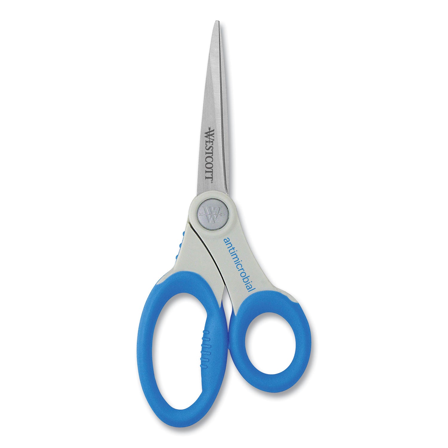 Scissors with Antimicrobial Protection, 8" Long, 3.5" Cut Length, Blue Straight Handle -