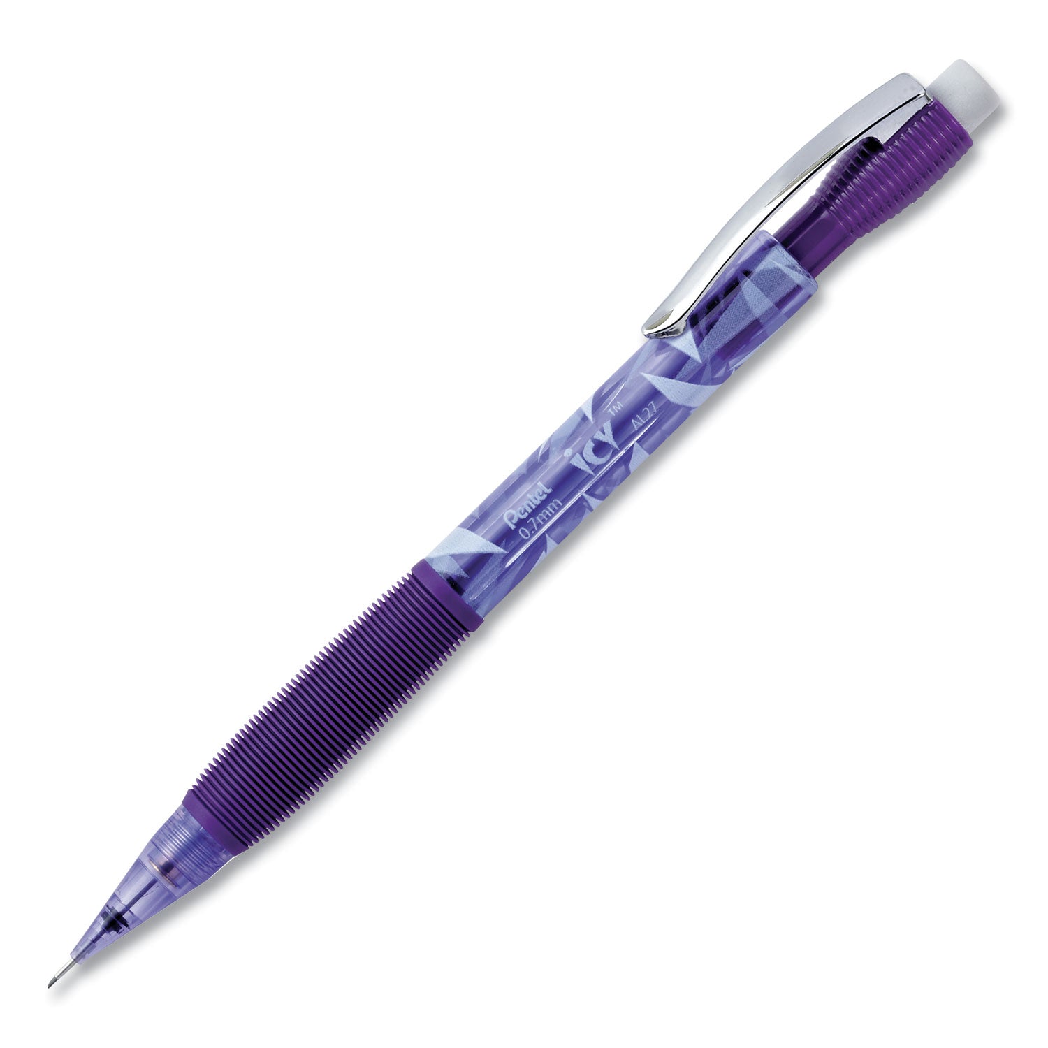 Icy Mechanical Pencil, 0.7 mm, HB (#2), Black Lead, Transparent Violet Barrel, Dozen -