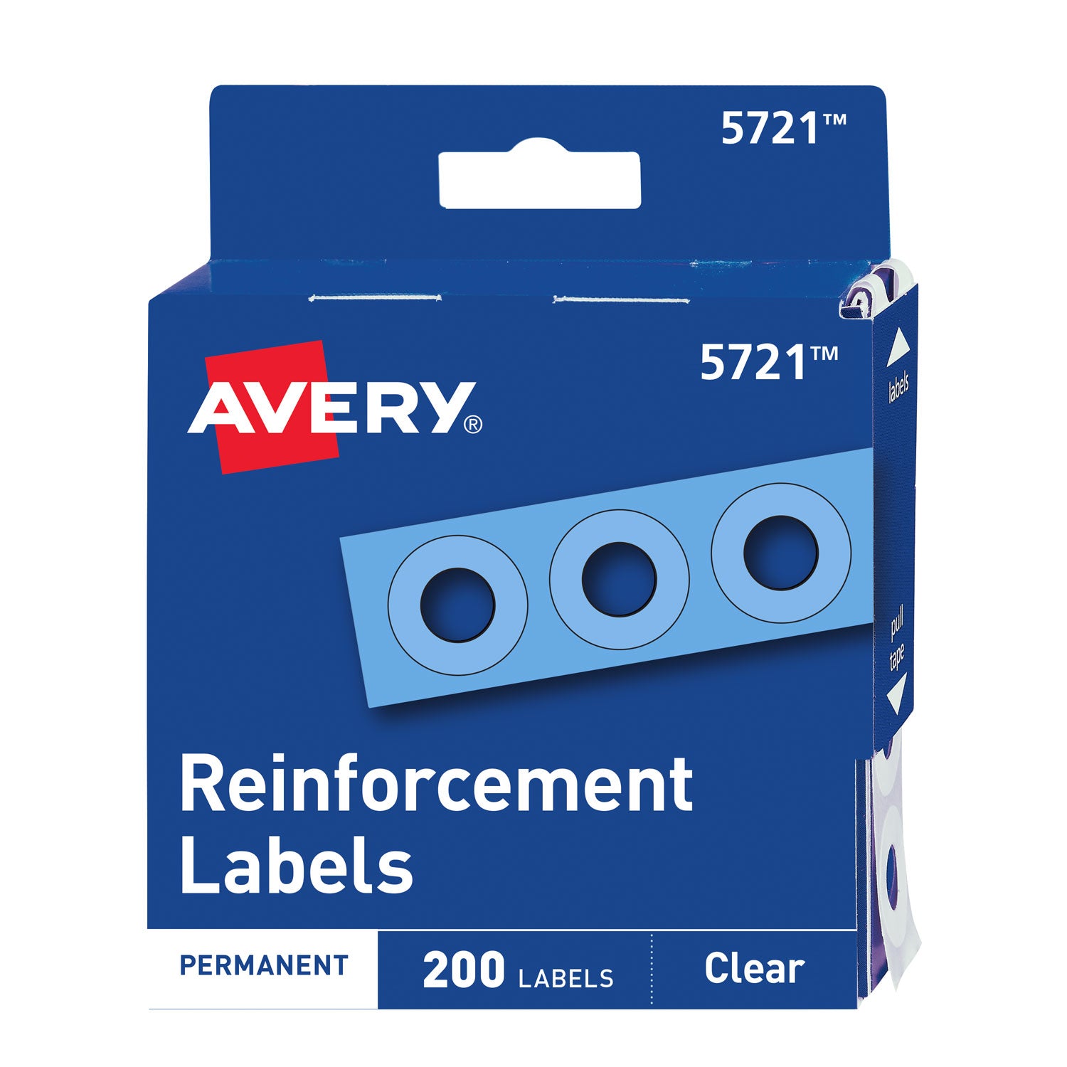 Dispenser Pack Hole Reinforcements, 0.25" Dia, Clear, 200/Pack, (5721) -