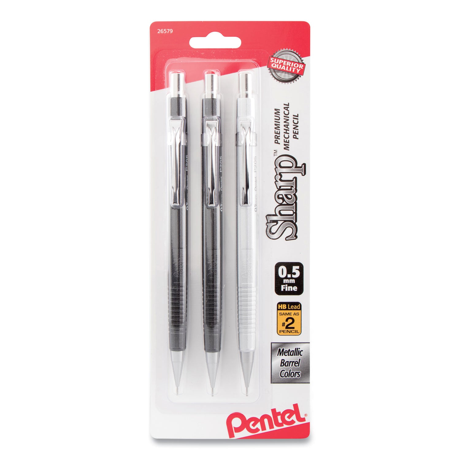 sharp-mechanical-pencil-05-mm-hb-#2-black-lead-assorted-barrel-colors-3-pack_penp205mbp3m - 1