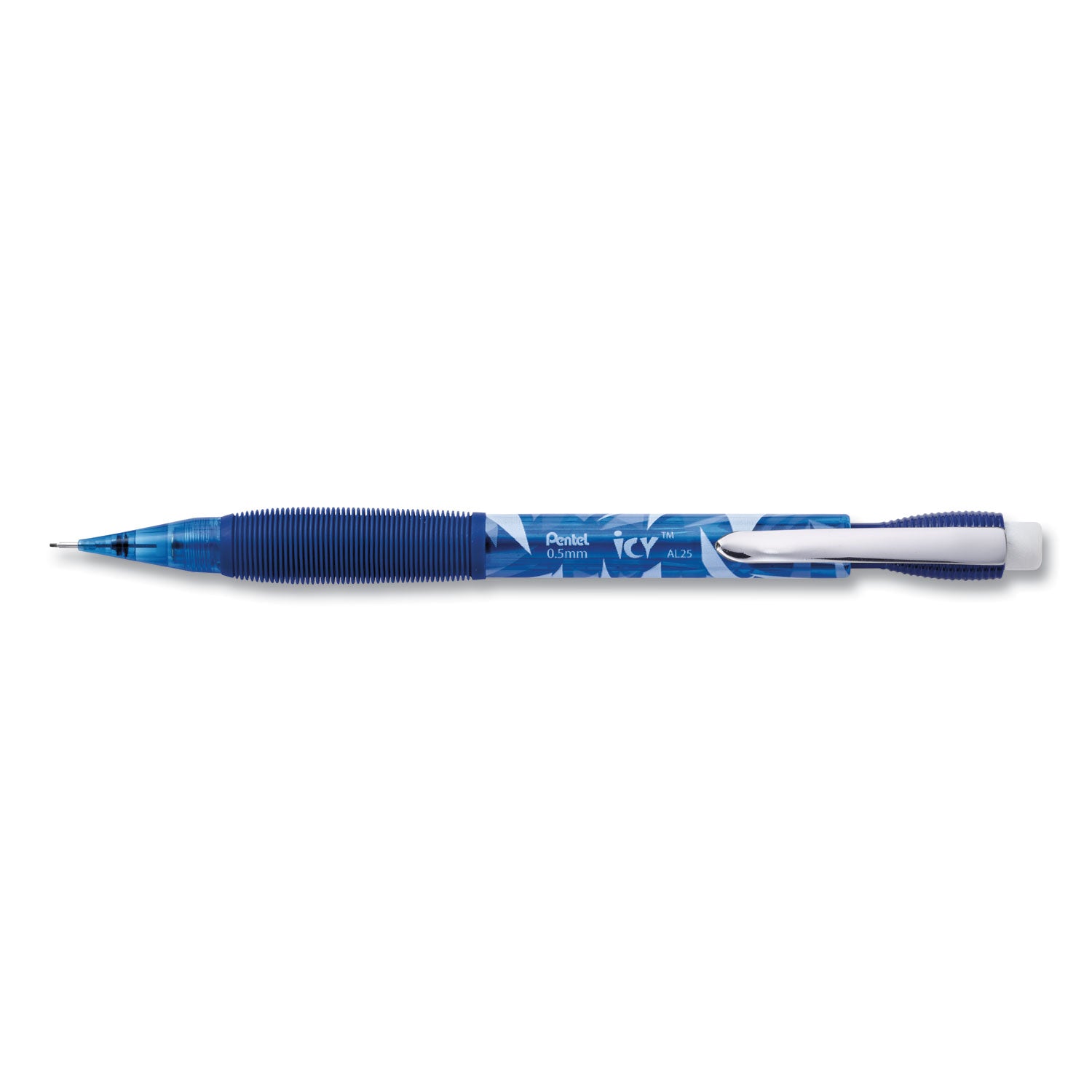 Icy Mechanical Pencil, 0.5 mm, HB (#2), Black Lead, Transparent Blue Barrel, Dozen -
