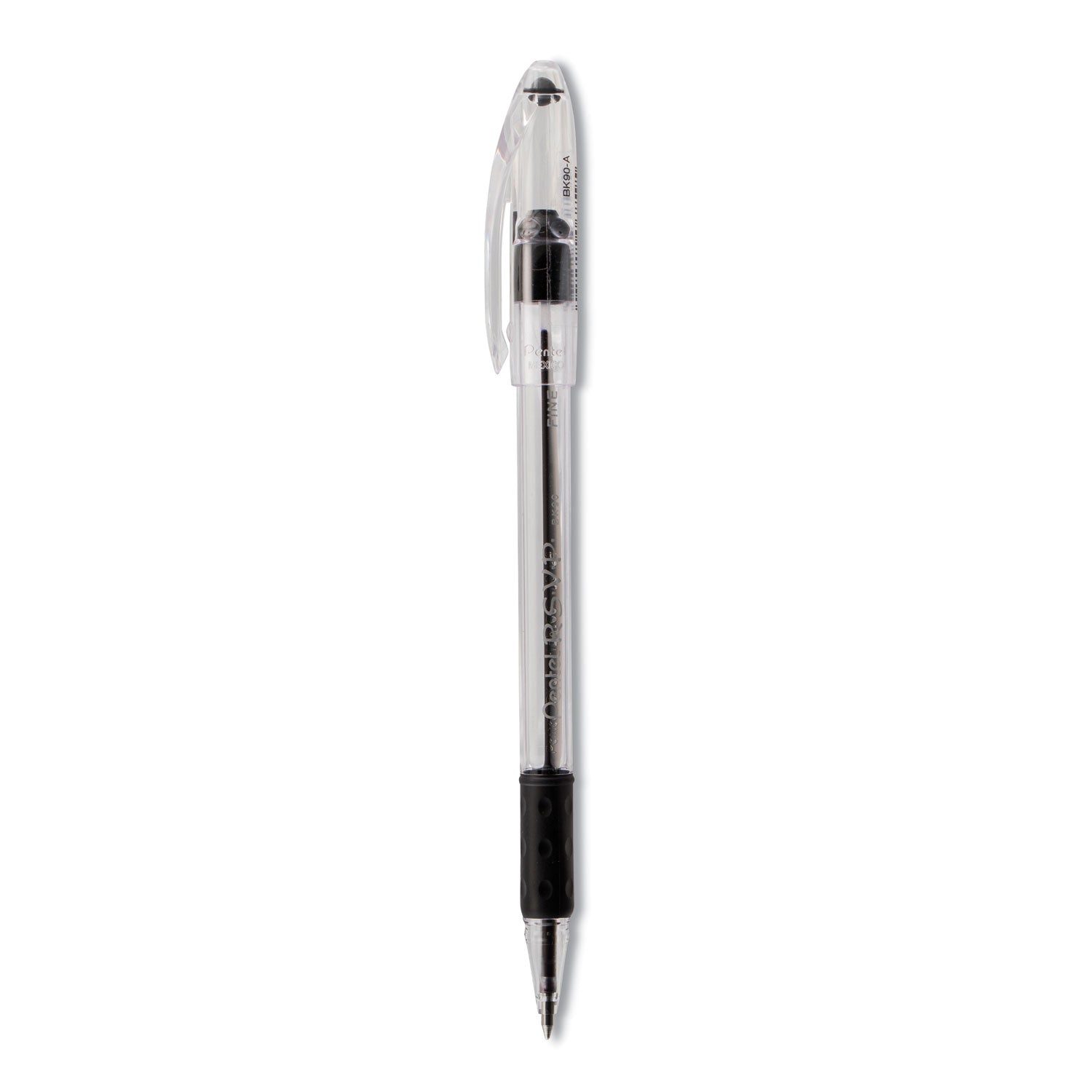 R.S.V.P. Ballpoint Pen, Stick, Fine 0.7 mm, Black Ink, Clear/Black Barrel, Dozen -