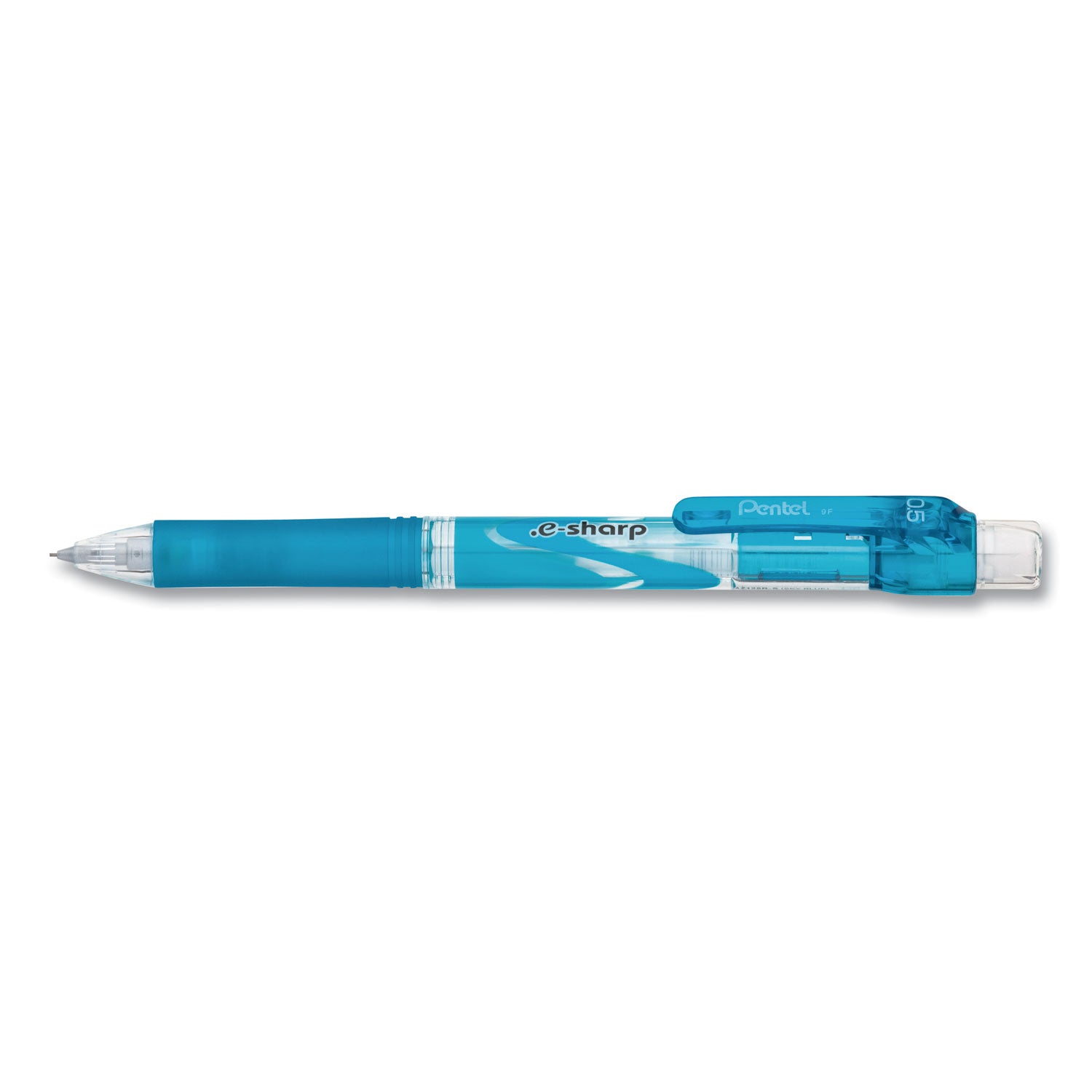 .e-Sharp Mechanical Pencil, 0.5 mm, HB (#2), Black Lead, Sky Blue Barrel, Dozen -