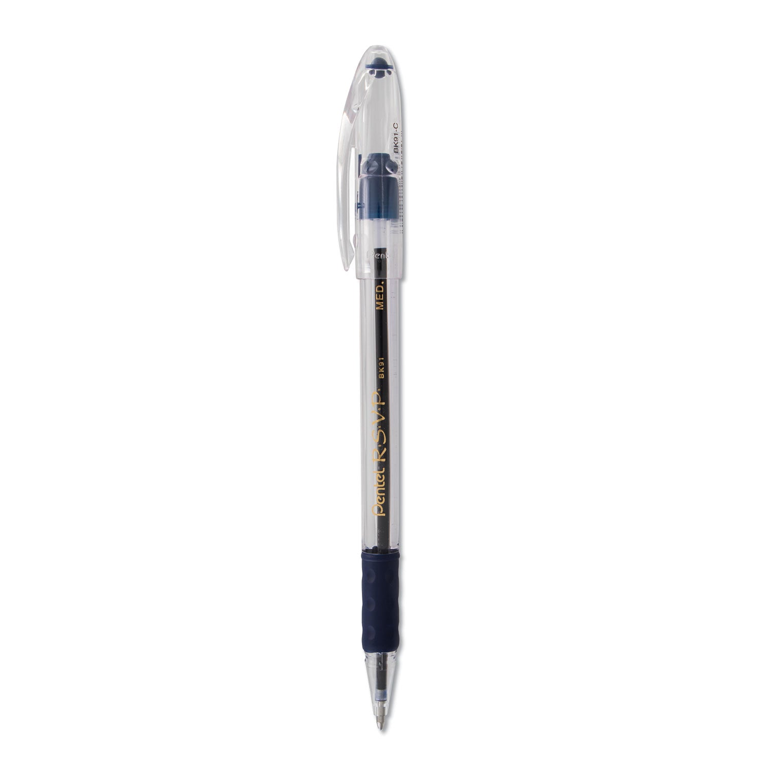 R.S.V.P. Ballpoint Pen, Stick, Medium 1 mm, Blue Ink, Clear/Blue Barrel, Dozen -
