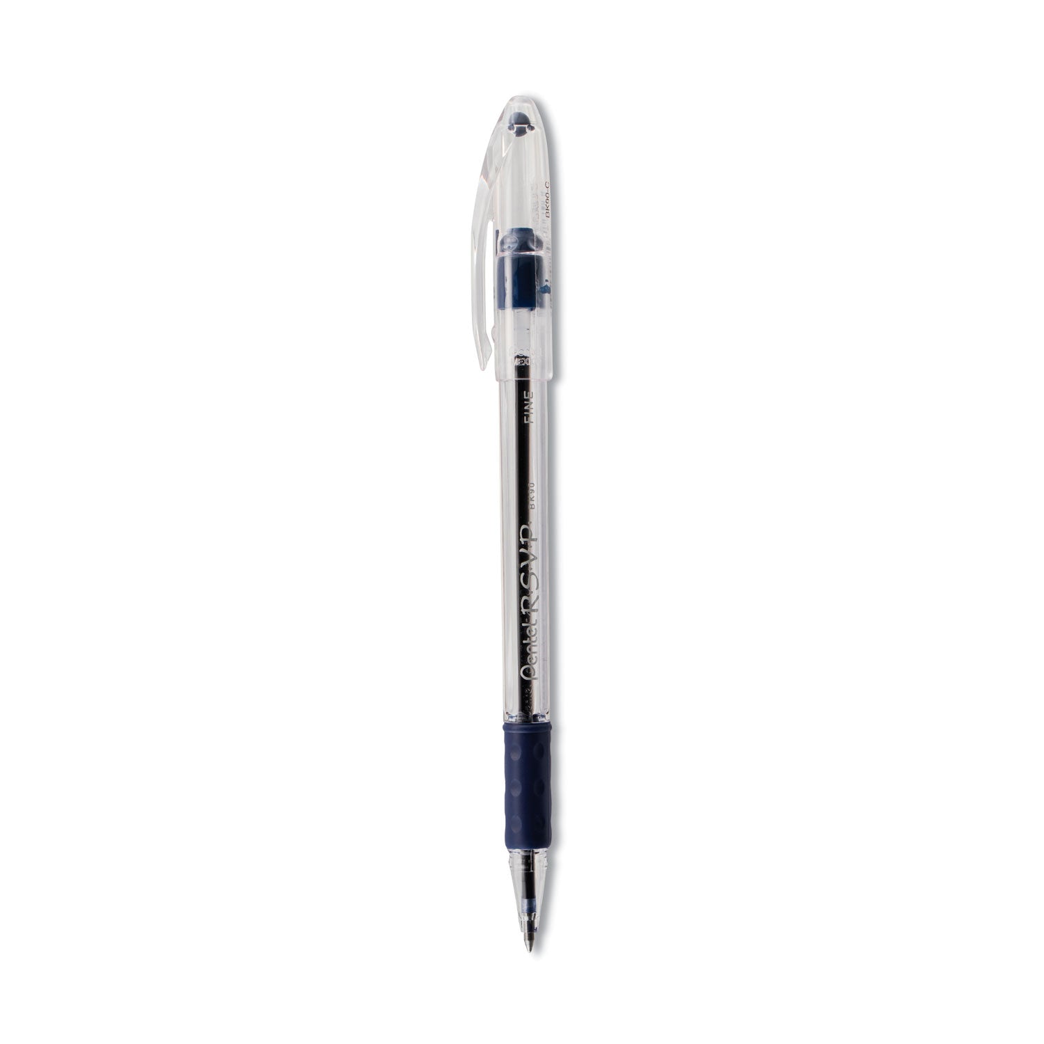 R.S.V.P. Ballpoint Pen, Stick, Fine 0.7 mm, Blue Ink, Clear/Blue Barrel, Dozen -