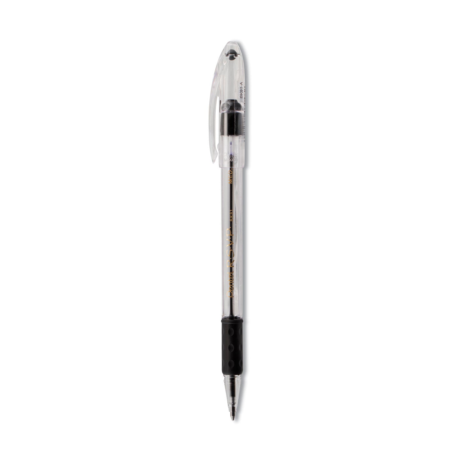 R.S.V.P. Ballpoint Pen, Stick, Medium 1 mm, Black Ink, Clear/Black Barrel, Dozen -