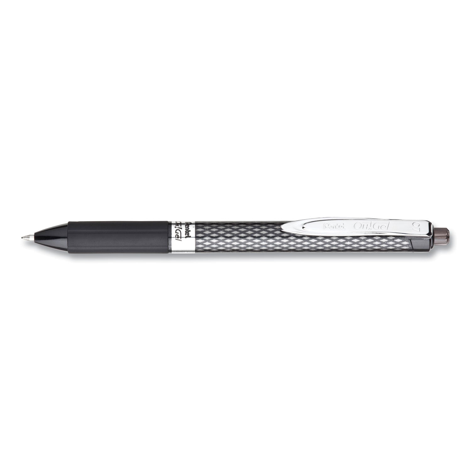 Oh! Gel Pen, Retractable, Medium 0.7 mm, Black Ink, Black Barrel, Dozen -
