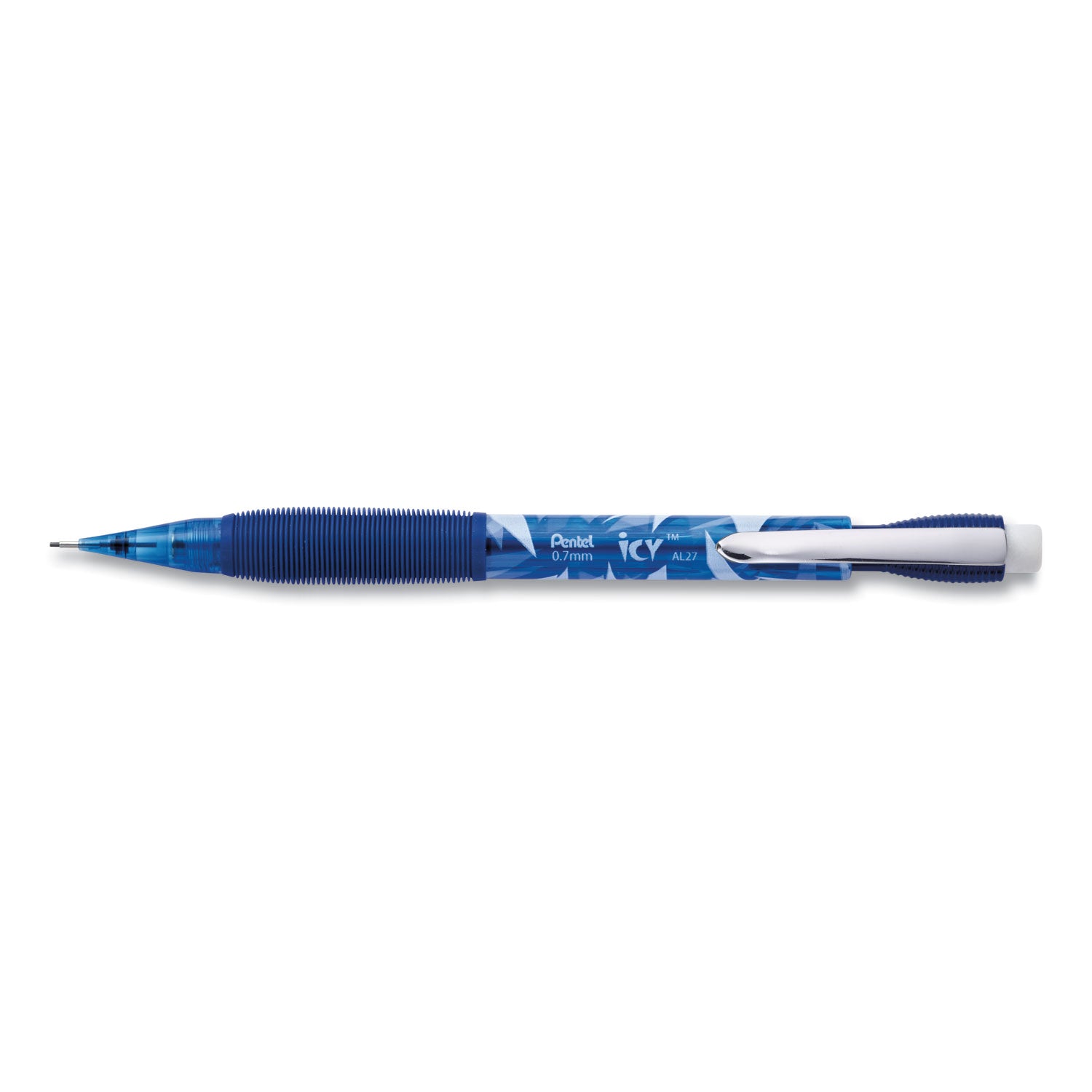 Icy Mechanical Pencil, 0.7 mm, HB (#2), Black Lead, Transparent Blue Barrel, Dozen -