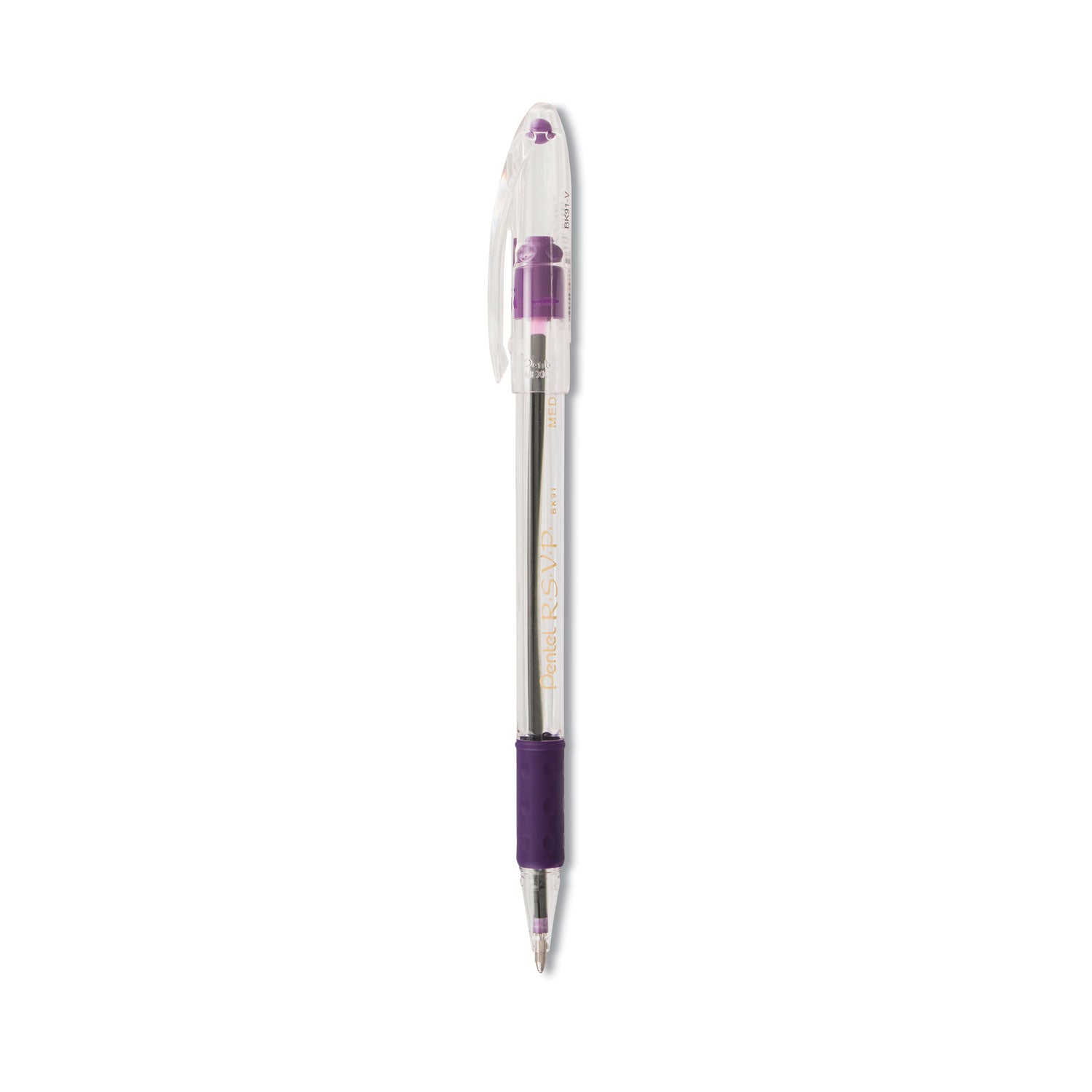 R.S.V.P. Ballpoint Pen, Stick, Medium 1 mm, Violet Ink, Clear/Violet Barrel, Dozen -