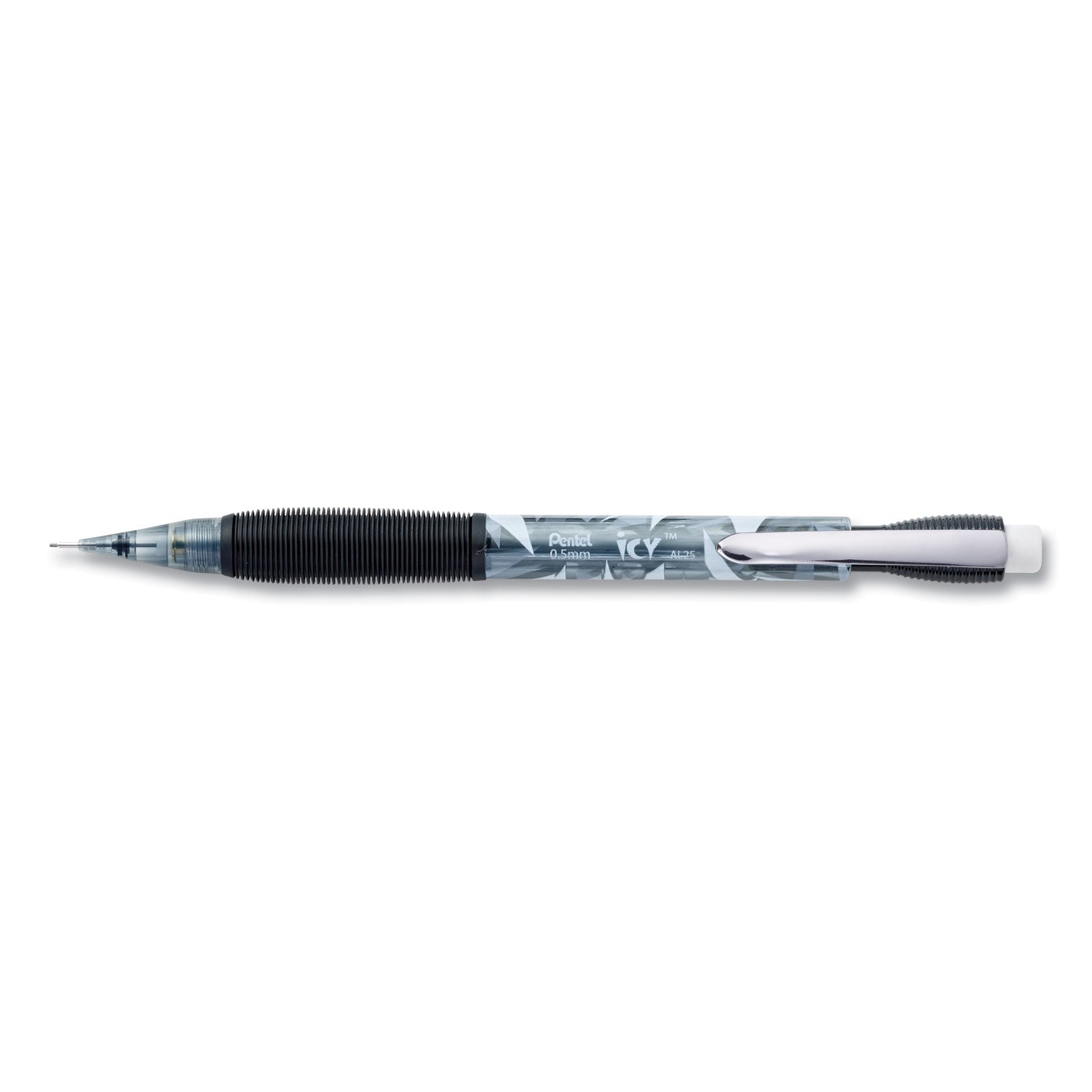 Icy Mechanical Pencil, 0.5 mm, HB (#2), Black Lead, Translucent Ice/Black Barrel, Dozen -