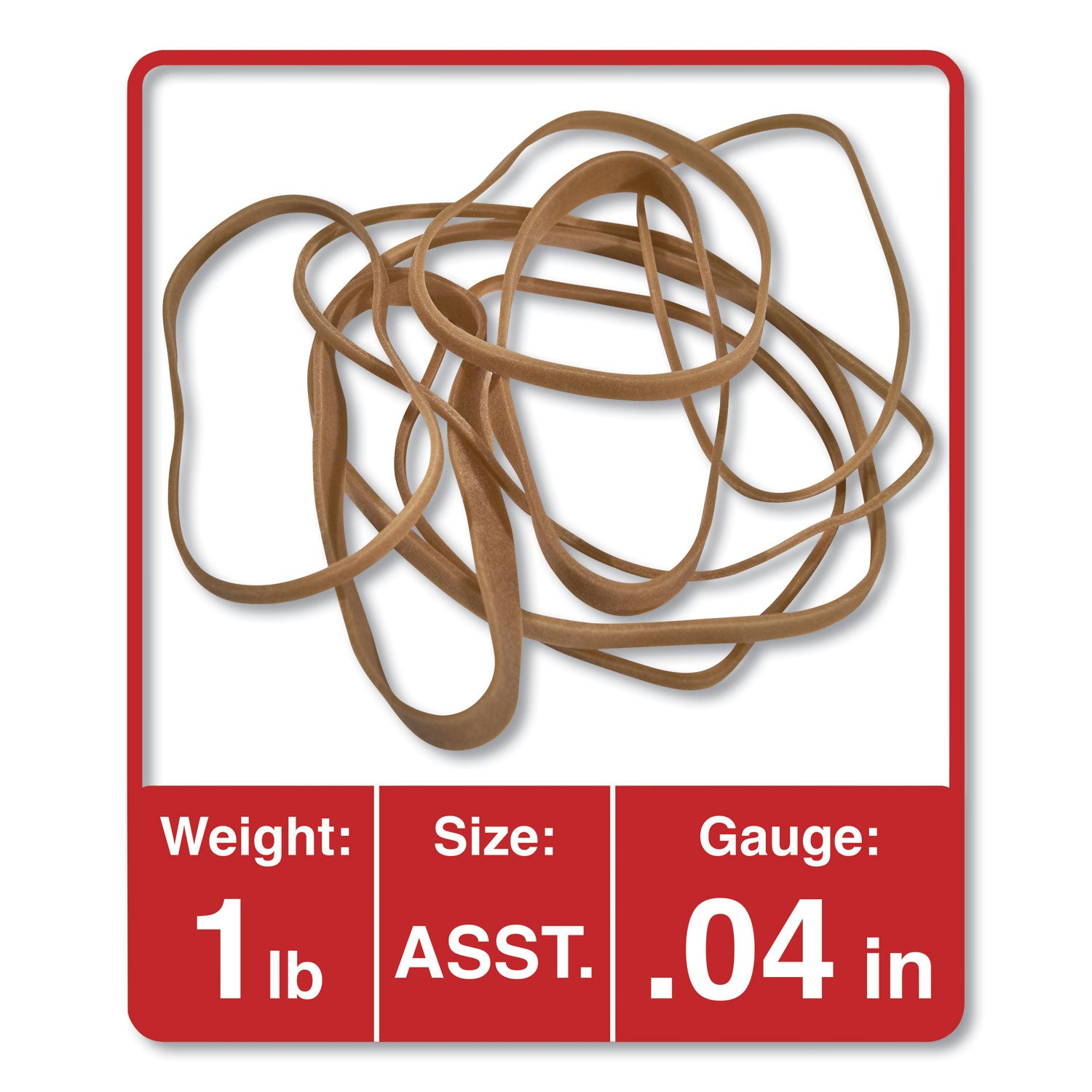 Rubber Bands, Size 54 (Assorted), Assorted Gauges, Beige, 1 lb Box -