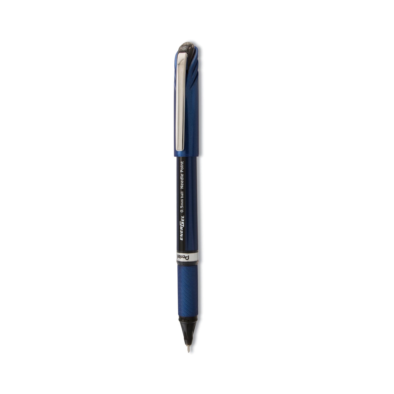 EnerGel NV Gel Pen, Stick, Fine 0.5 mm Needle Tip, Black Ink, Blue/Black Barrel, Dozen -