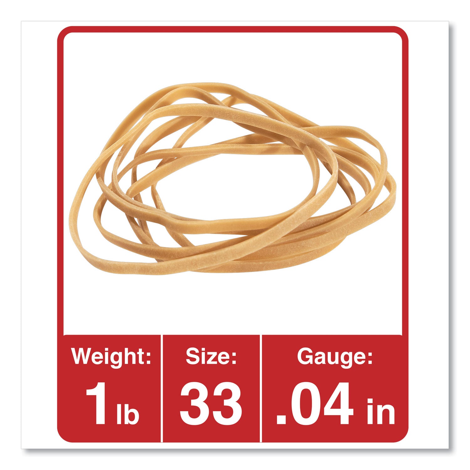 Rubber Bands, Size 33, 0.04" Gauge, Beige, 1 lb Box, 640/Pack -