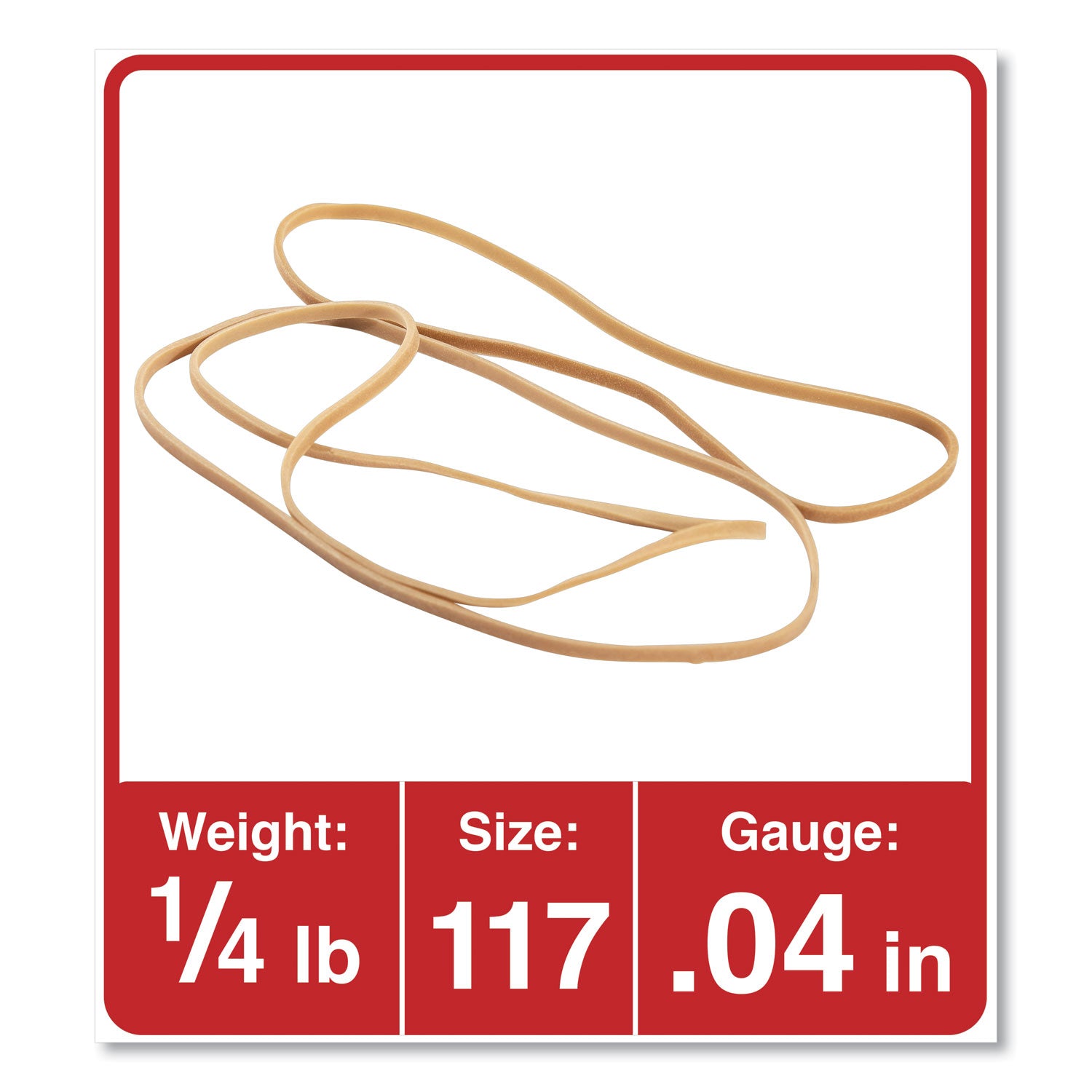 Rubber Bands, Size 117, 0.06" Gauge, Beige, 4 oz Box, 50/Pack -