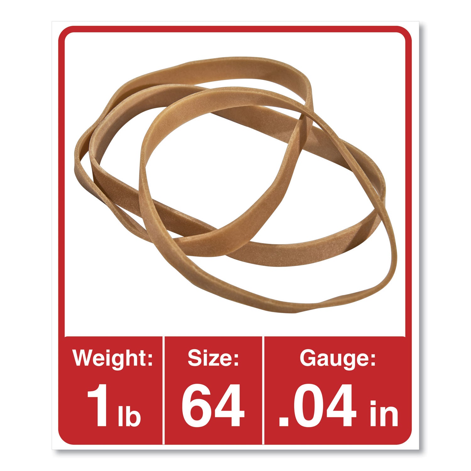 Rubber Bands, Size 64, 0.04" Gauge, Beige, 1 lb Bag, 320/Pack -