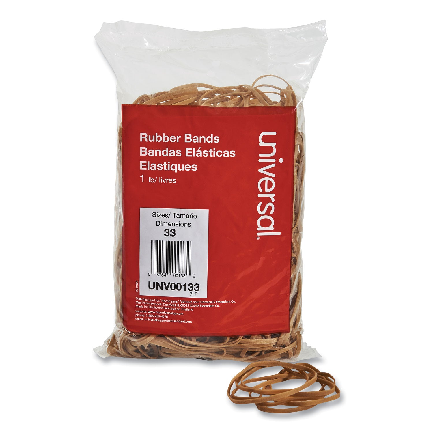 Rubber Bands, Size 33, 0.04" Gauge, Beige, 1 lb Box, 640/Pack -