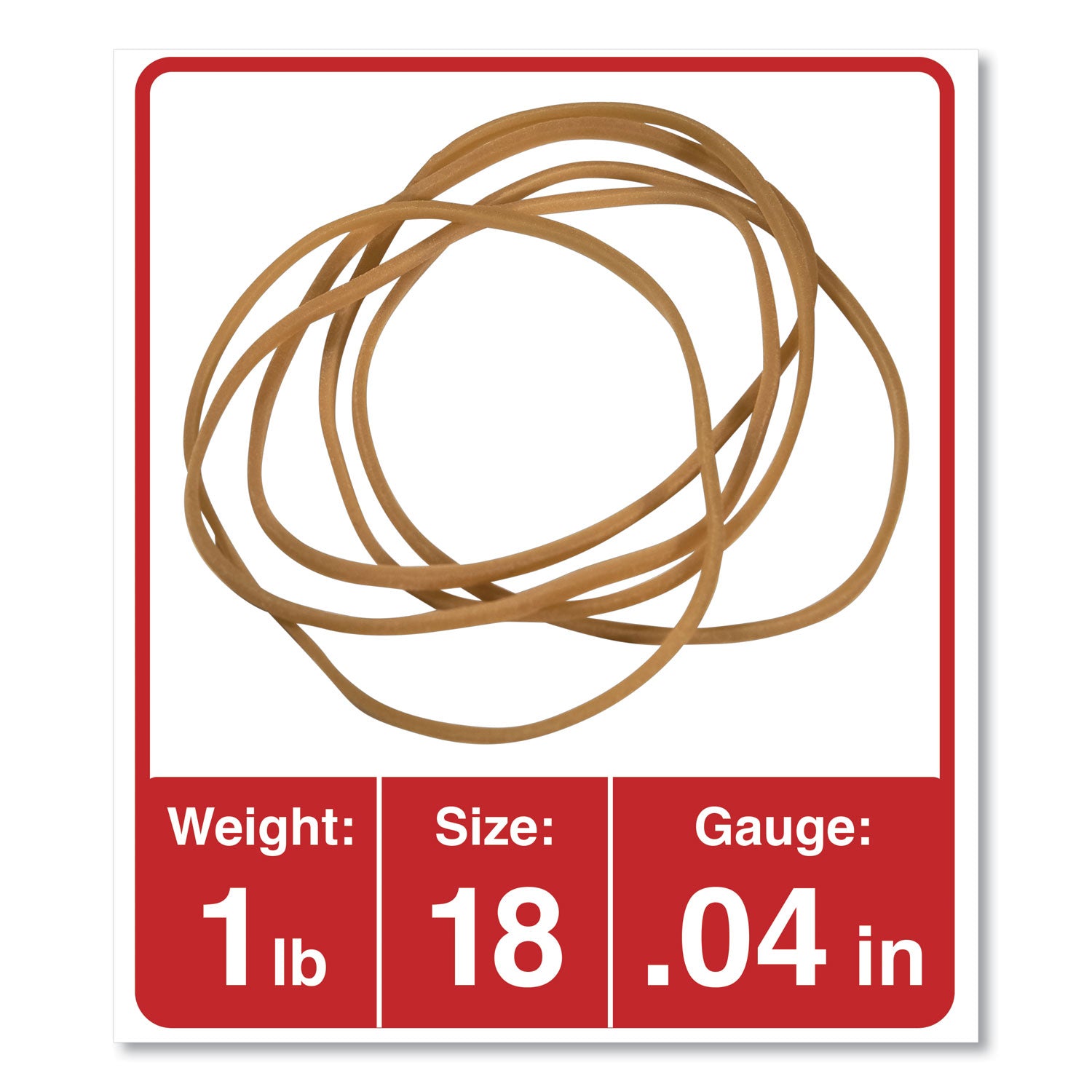 Rubber Bands, Size 18, 0.04" Gauge, Beige, 1 lb Box, 1,600/Pack -