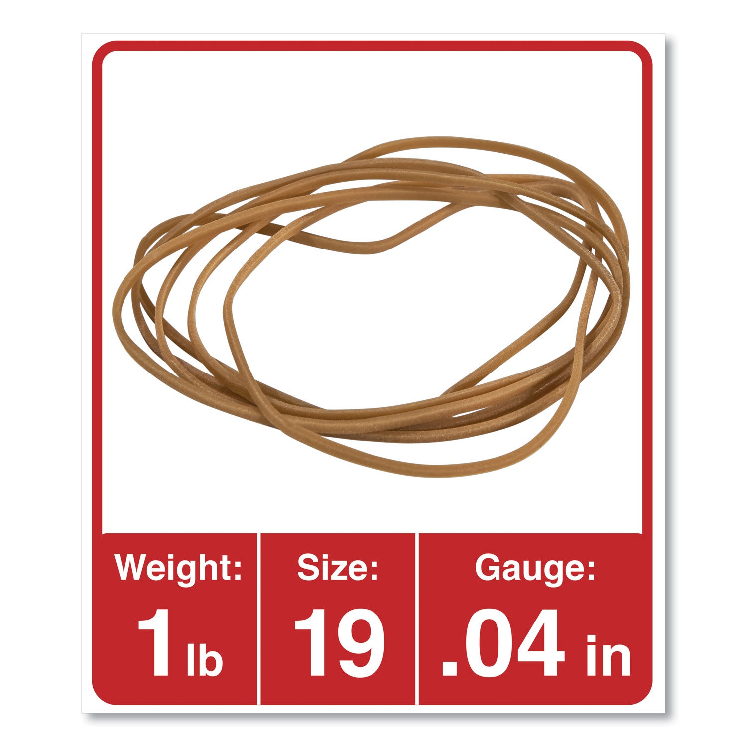 Rubber Bands, Size 19, 0.04" Gauge, Beige, 1 lb Bag, 1,240/Pack -