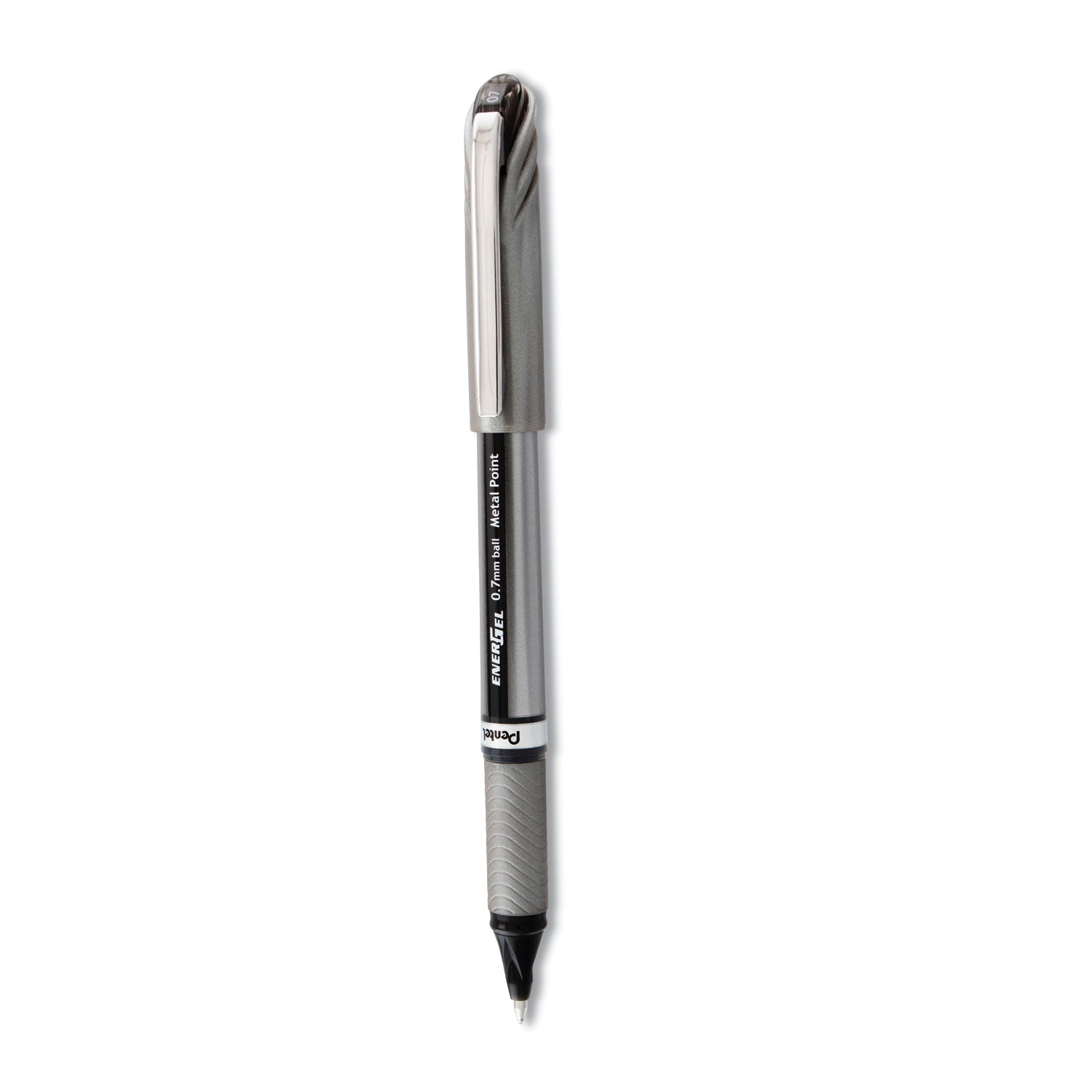 EnerGel NV Gel Pen, Stick, Medium 0.7 mm, Black Ink, Gray/Black Barrel, Dozen -