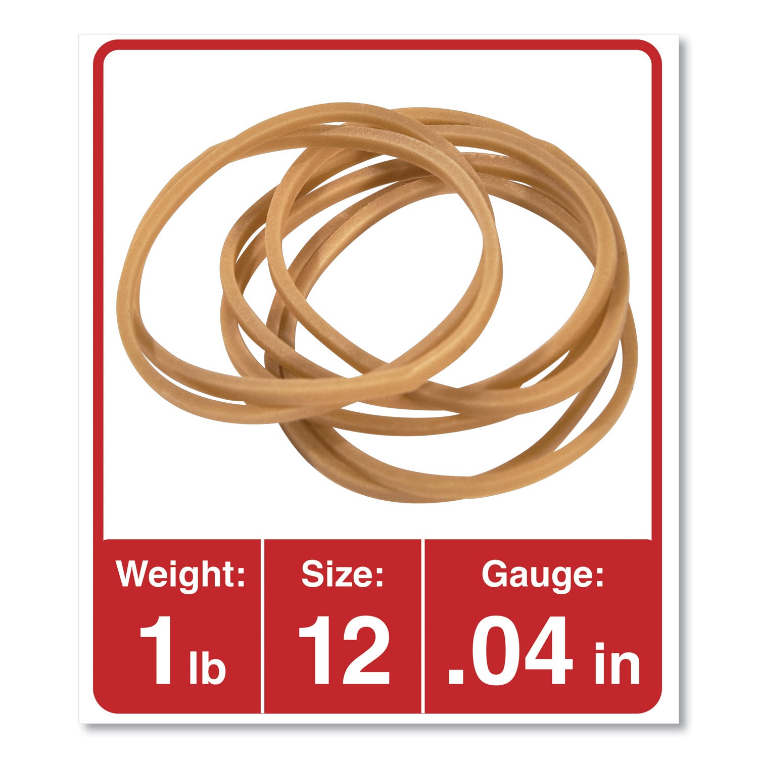Rubber Bands, Size 12, 0.04" Gauge, Beige, 1 lb Box, 2,500/Pack -