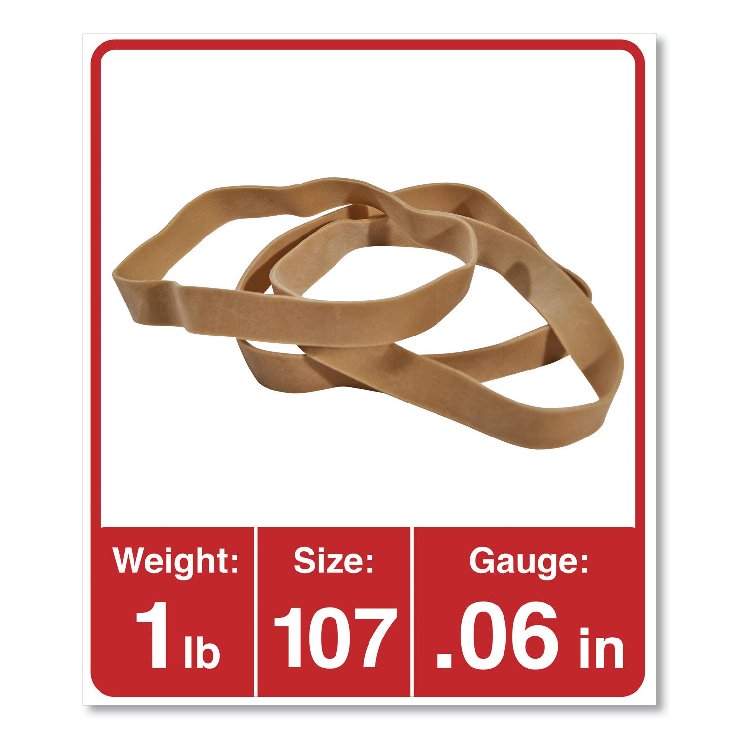 Rubber Bands, Size 107, 0.06" Gauge, Beige, 1 lb Box, 40/Pack -